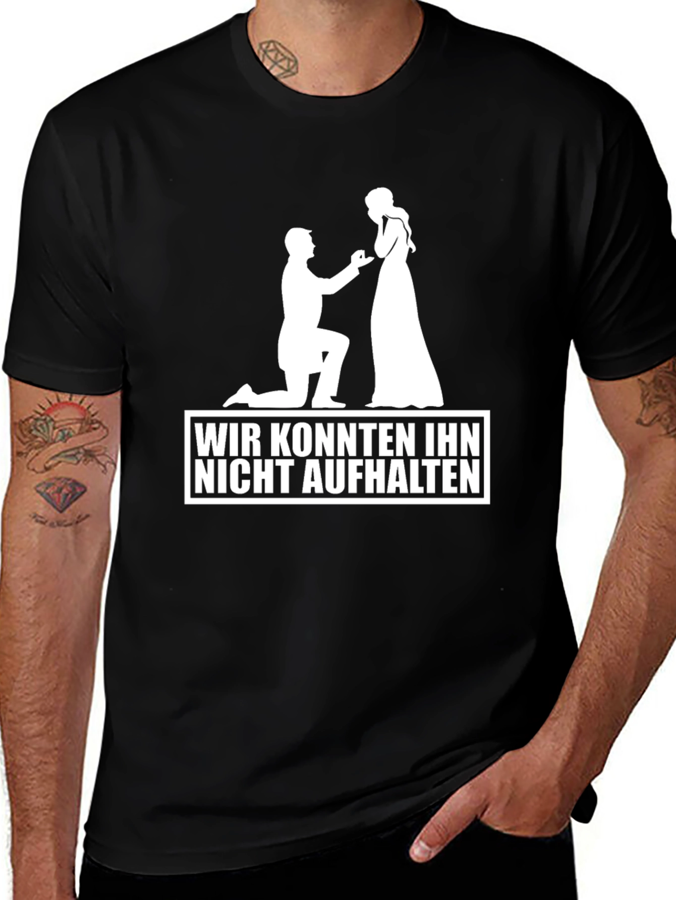 Variant 27 of Funny Groom-to-Be T-Shirt: We Couldn't Stop Him!