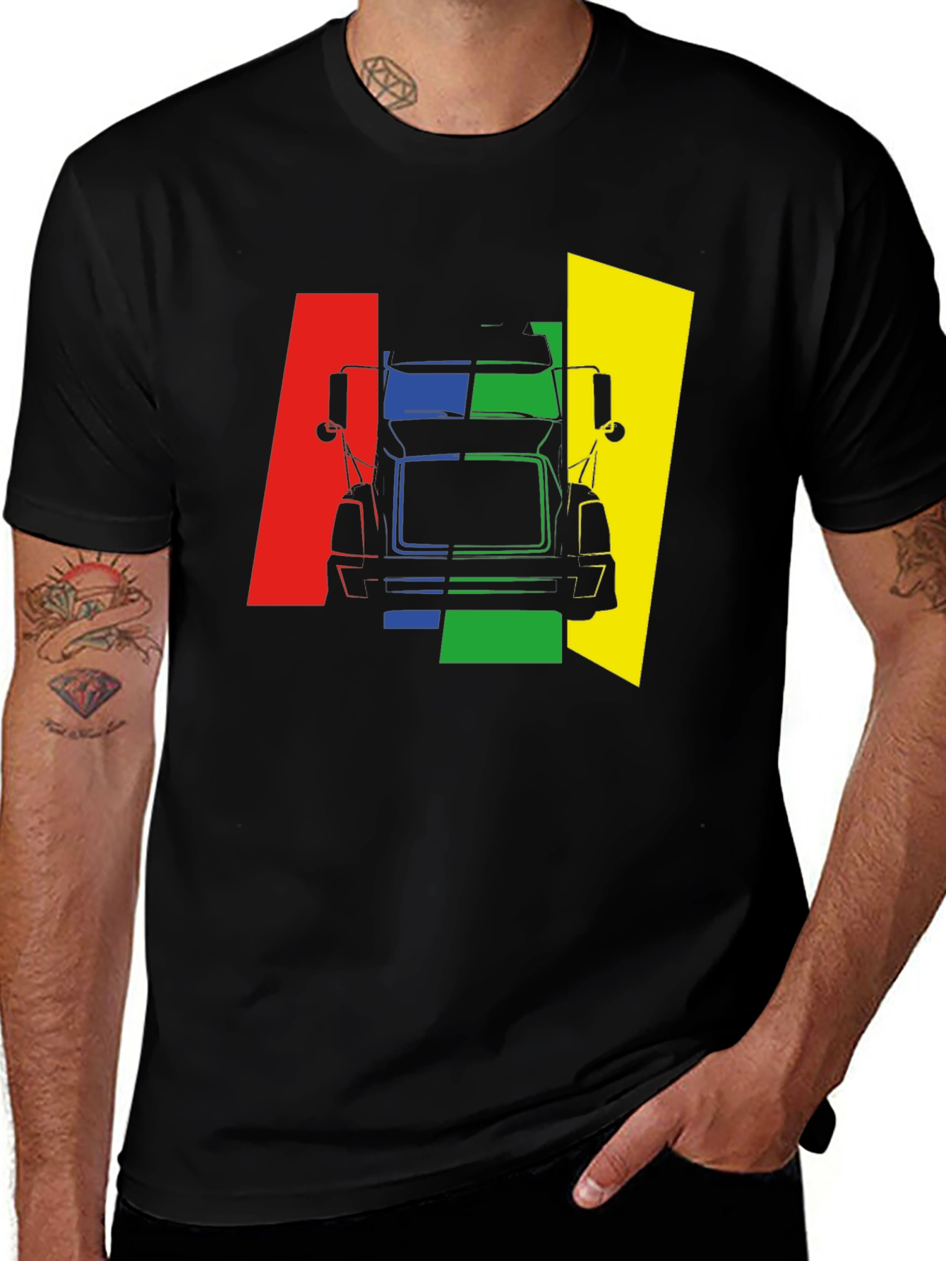 Variant 12 of Truck Graphic Tee - Bold Color Block Design