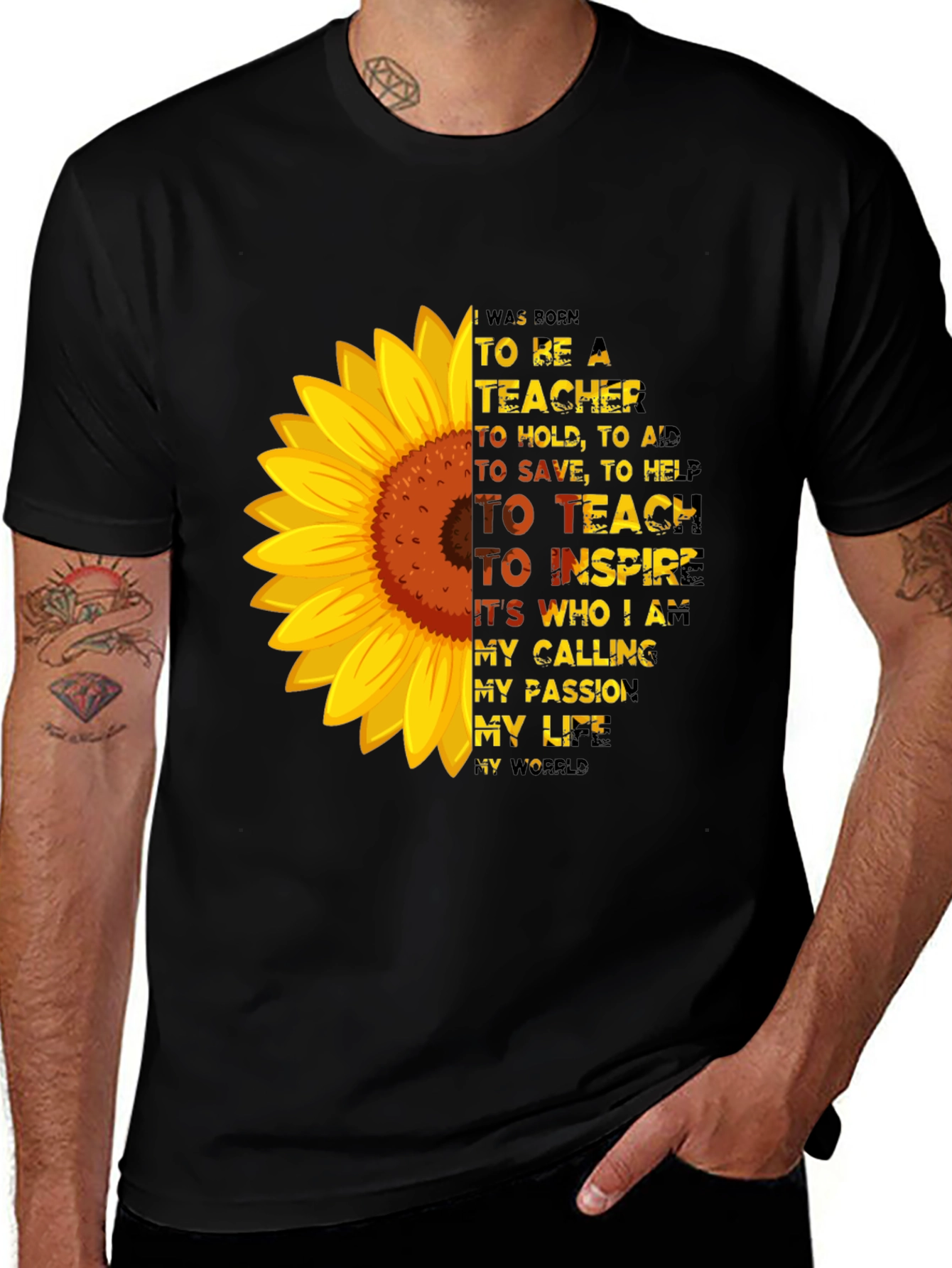 Variant 11 of Teacher Sunflower Graphic T-Shirt