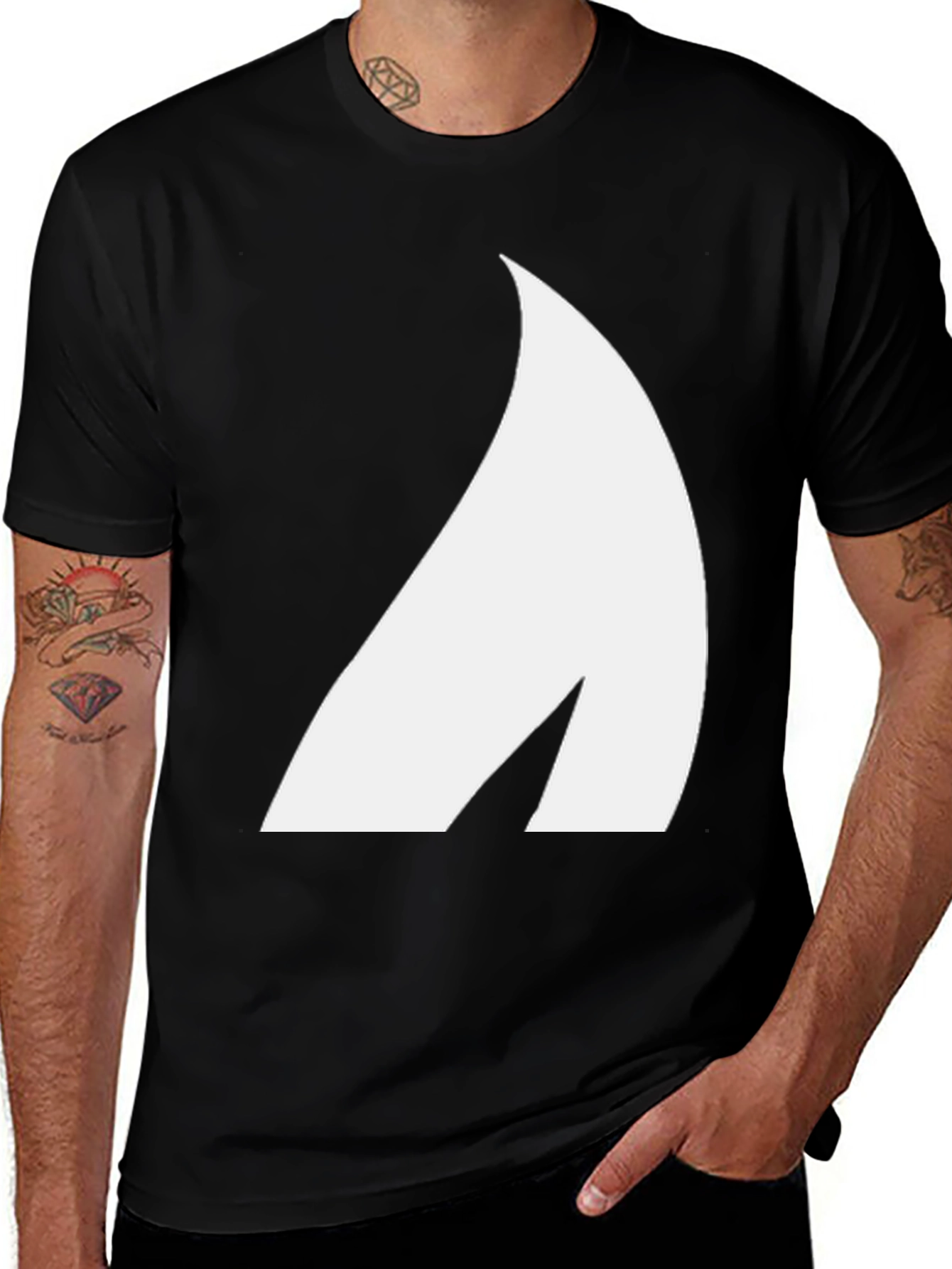 Black Modern Graphic Tee - Black Cotton Blend main image