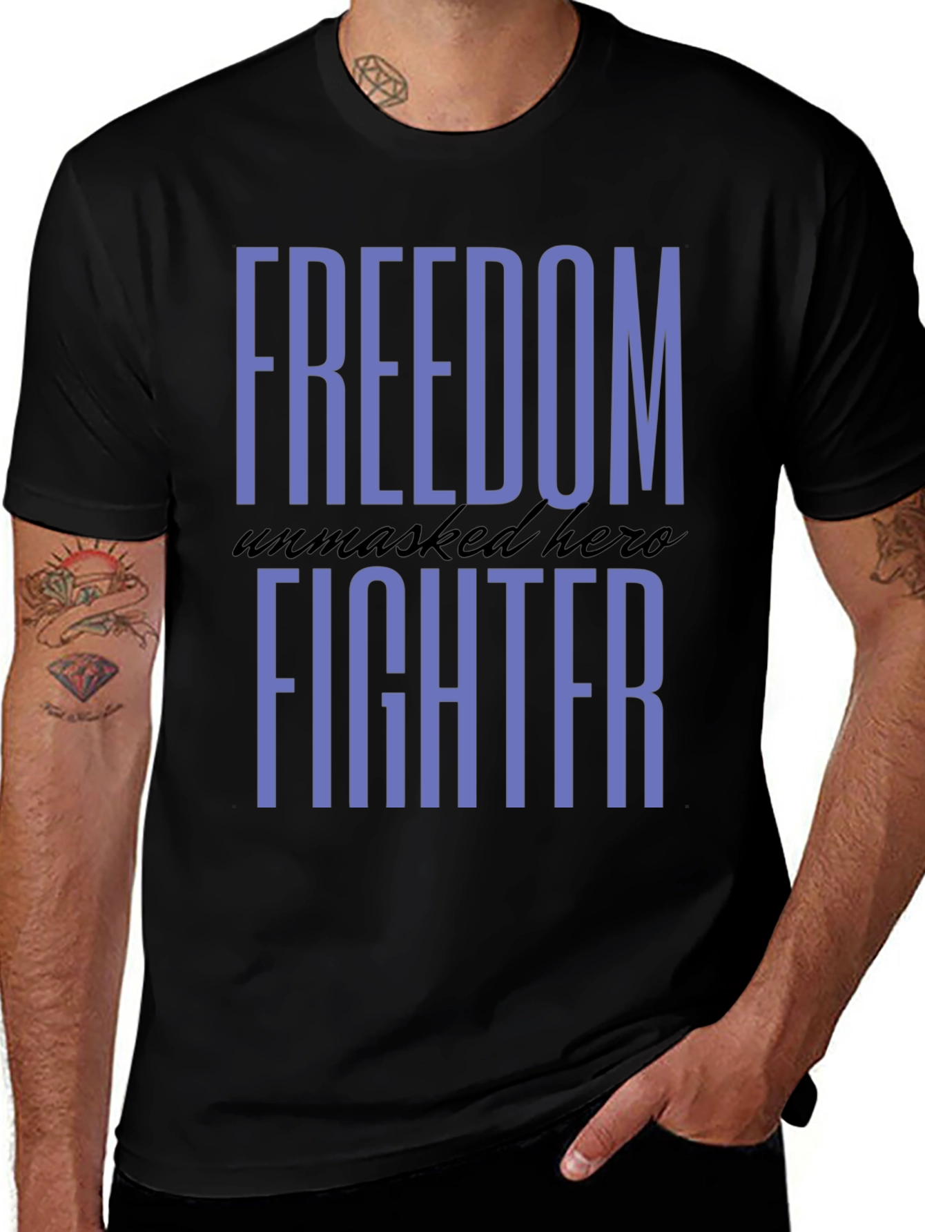Variant 8 of Freedom Fighter Graphic Tee - Unmasked Hero T-Shirt