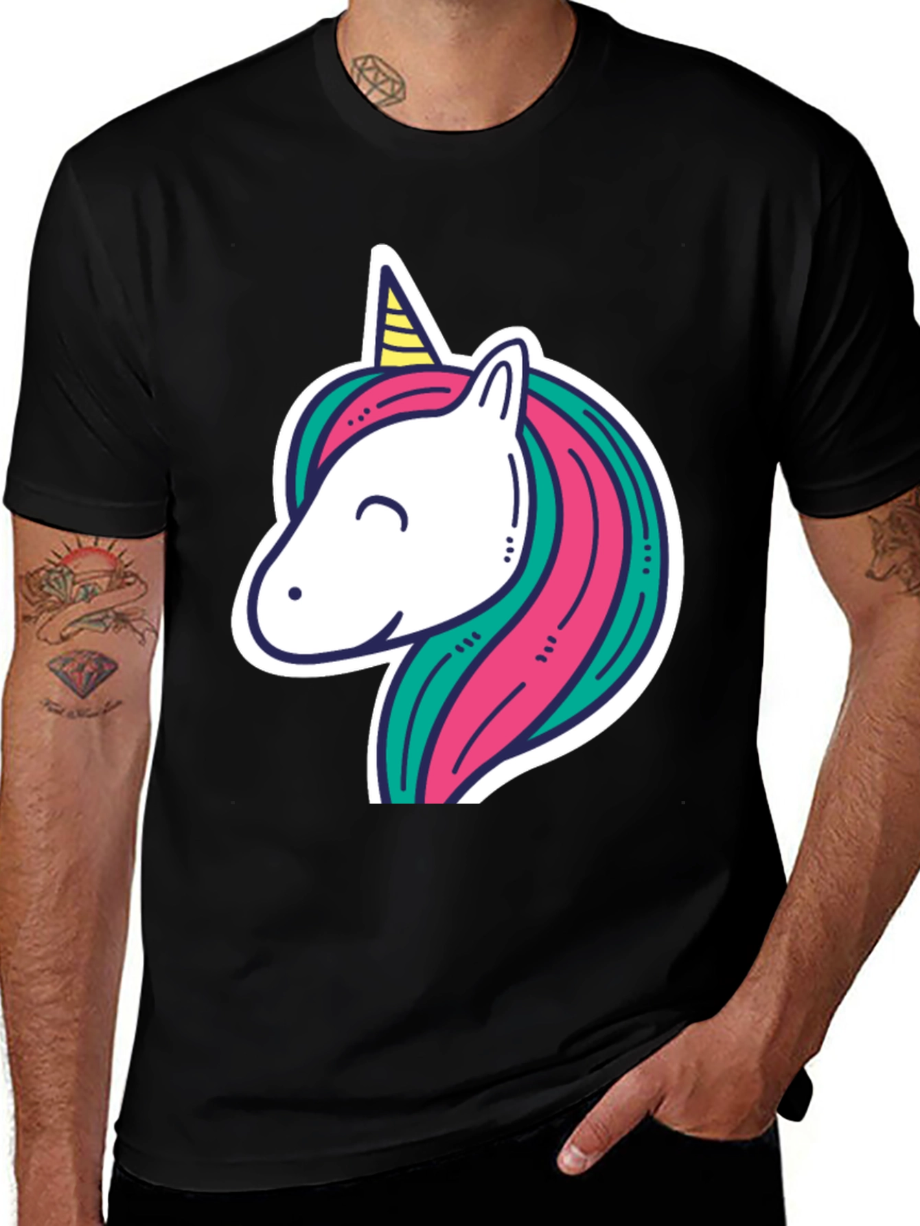 Variant 24 of Unicorn Graphic Tee - Black Cotton T-Shirt