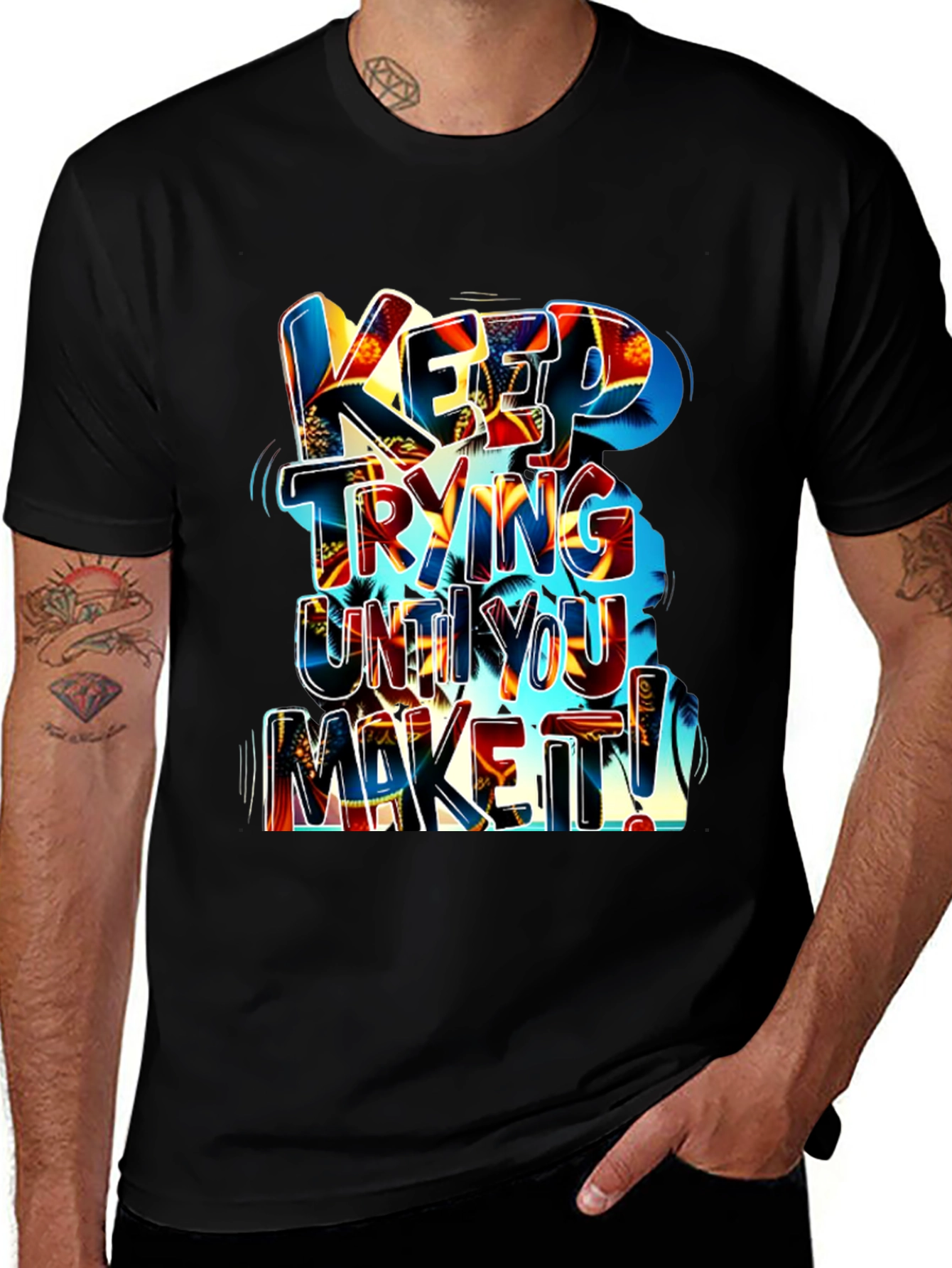 Variant 3 of Motivational Graphic Tee: Keep Trying