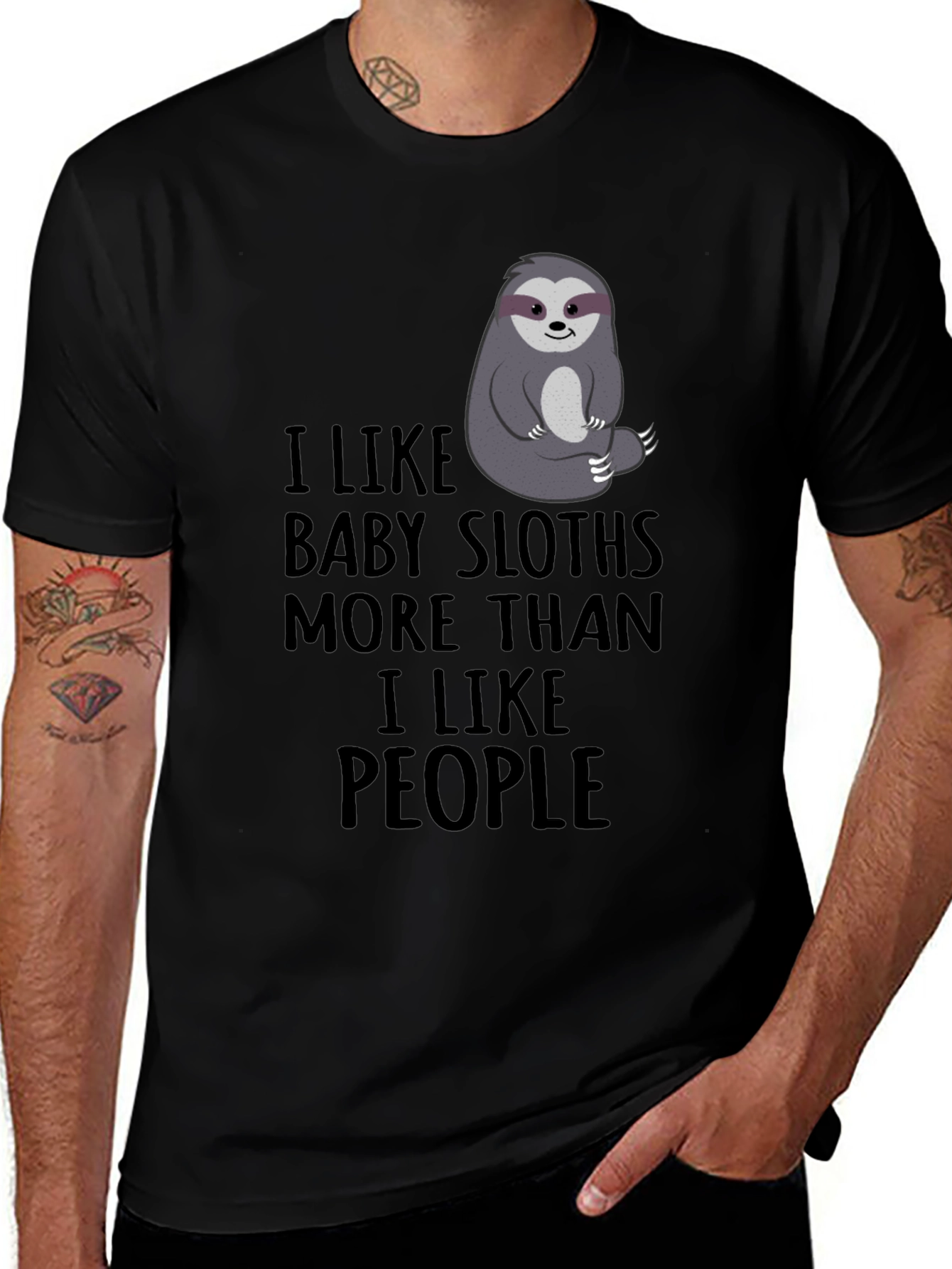 Variant 24 of I Like Baby Sloths More Than People Black T-Shirt