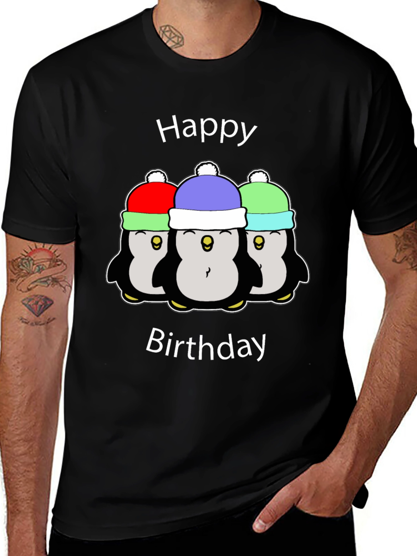 Black Penguin Birthday T-Shirt - Fun Party Tee main image