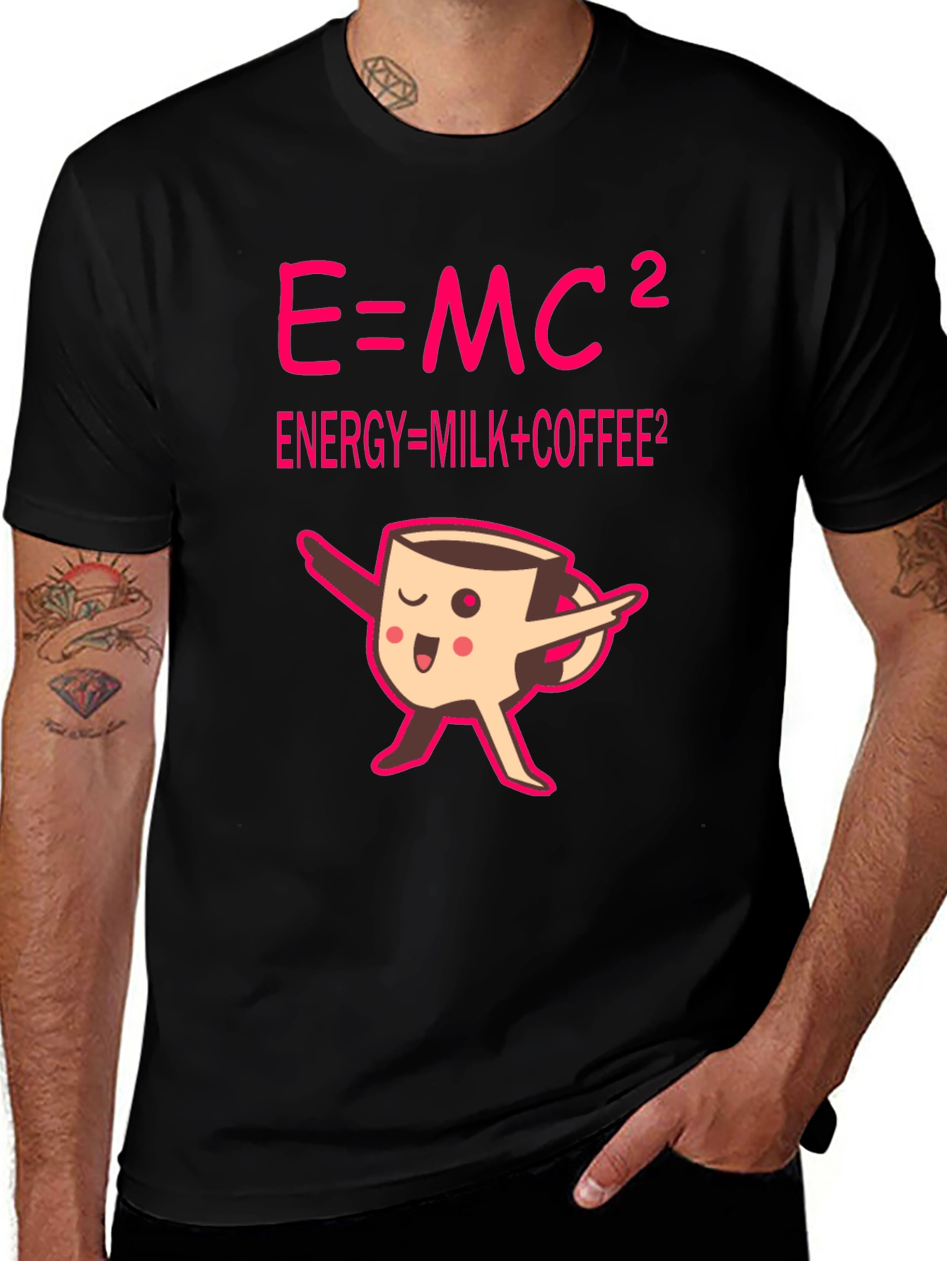 Variant 10 of Funny Science Coffee T-Shirt - Energy = Milk + Coffee