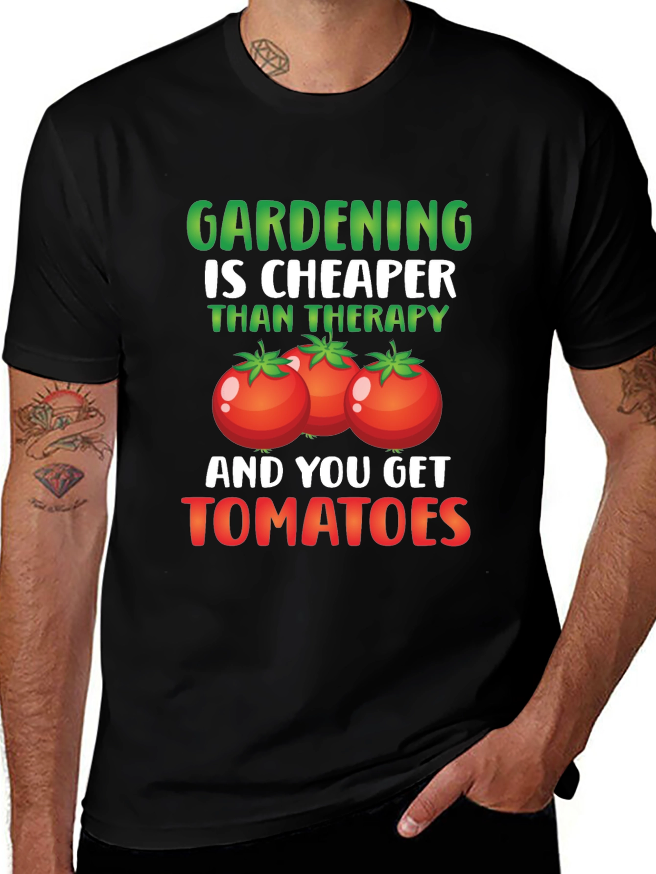Variant 4 of Gardening is Cheaper Than Therapy Tomato Graphic T-Shirt