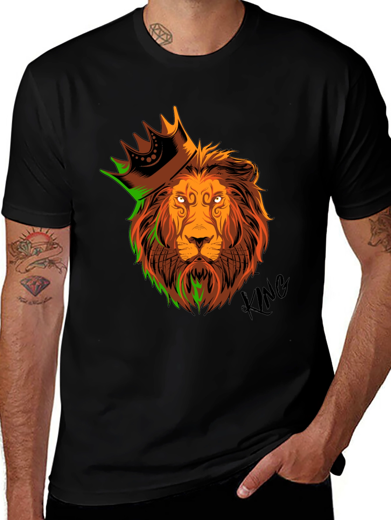 Variant 15 of King Lion Graphic T-Shirt - Men's Black Tee