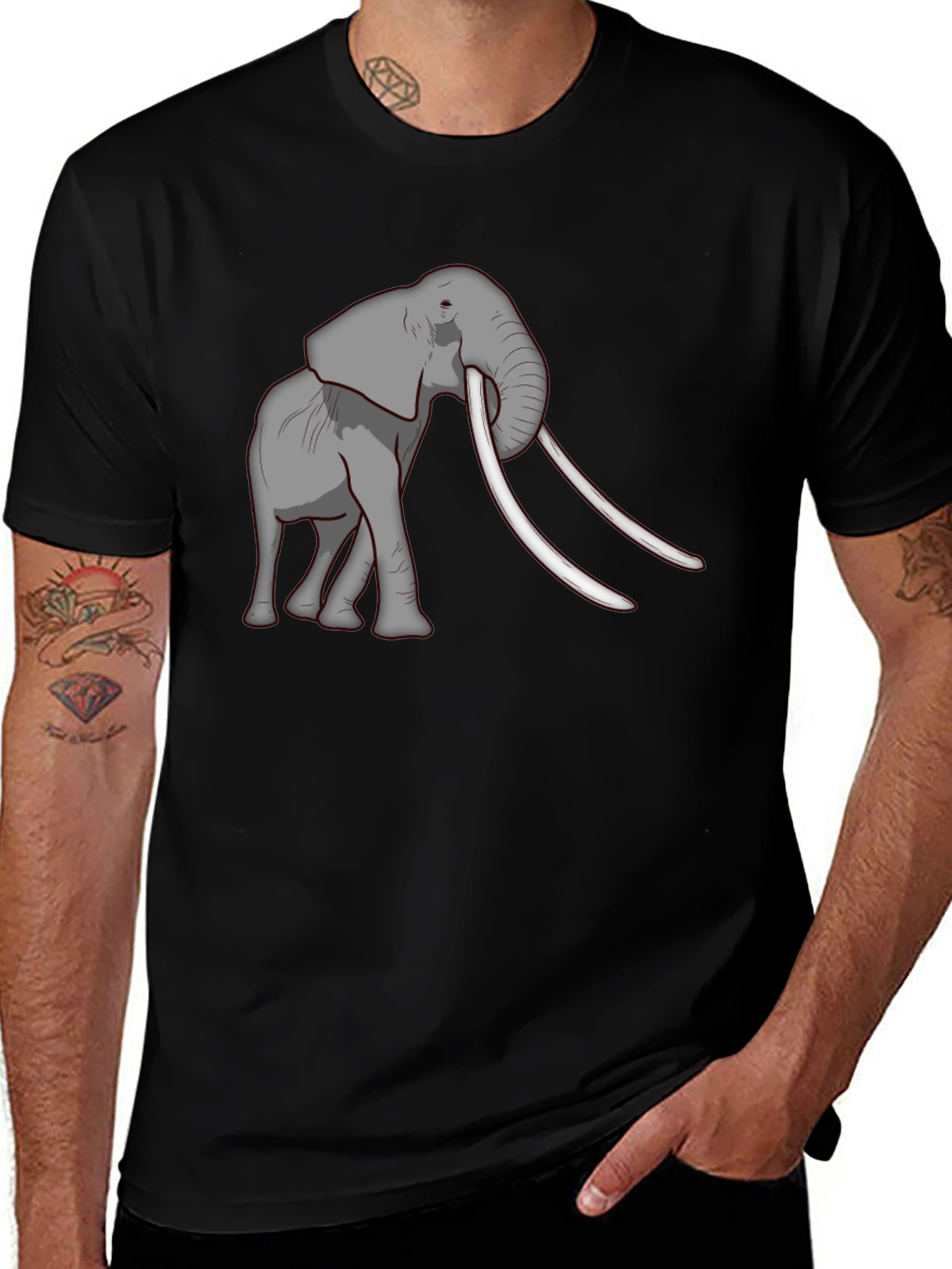 Variant 12 of Elephant Graphic Tee - Black Casual Comfort