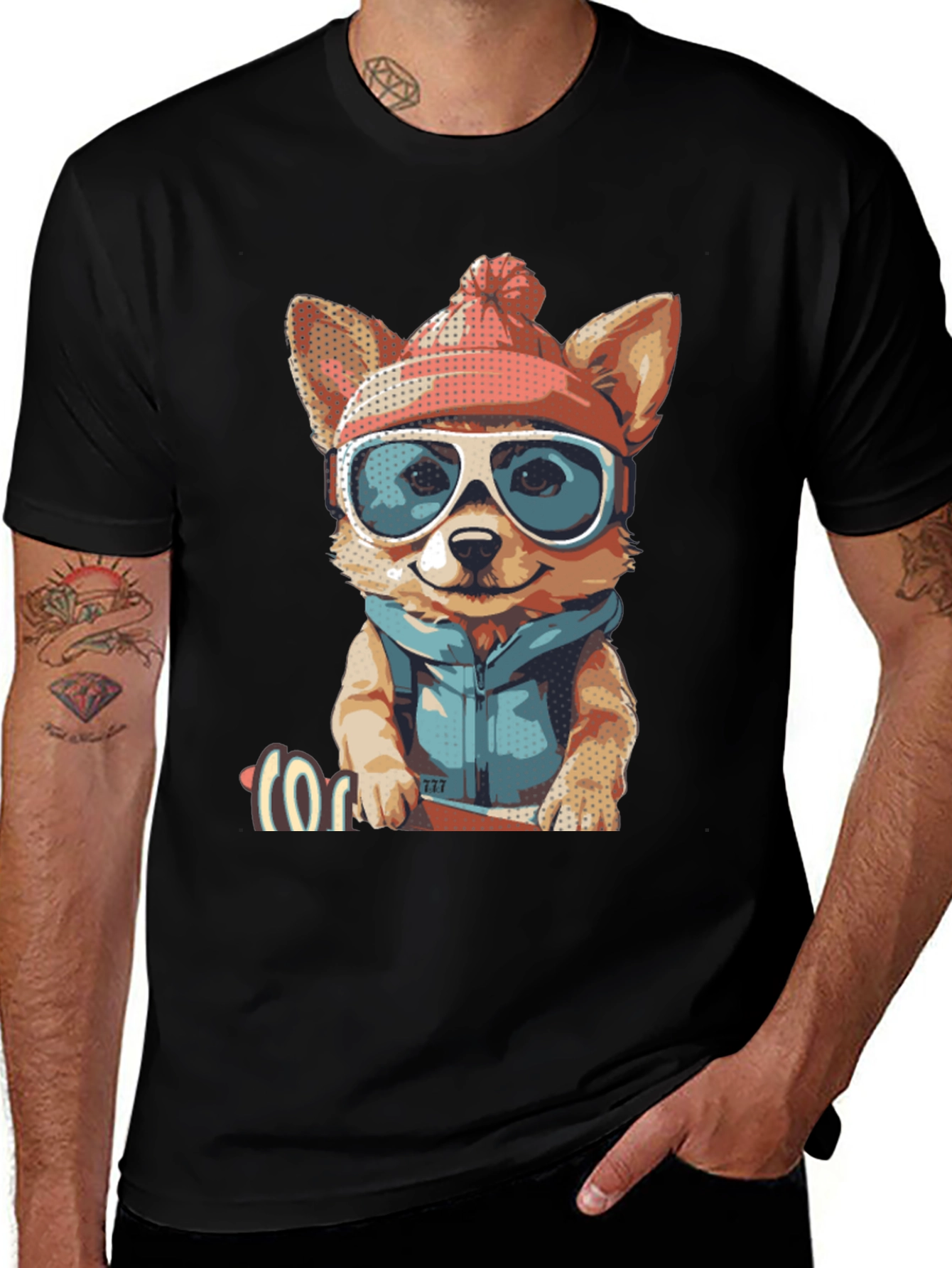 Variant 5 of Dog in Ski Gear Graphic Tee - Cute & Stylish