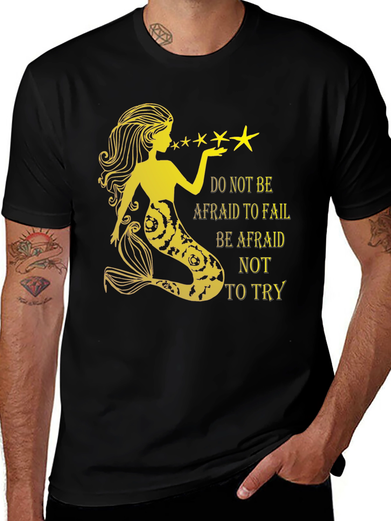 Variant 10 of Mermaid Graphic Tee - Inspirational Quote Black T-Shirt