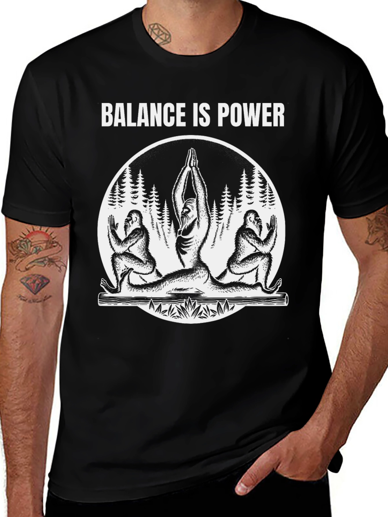 Balance Is Power Bigfoot Yoga Tee
