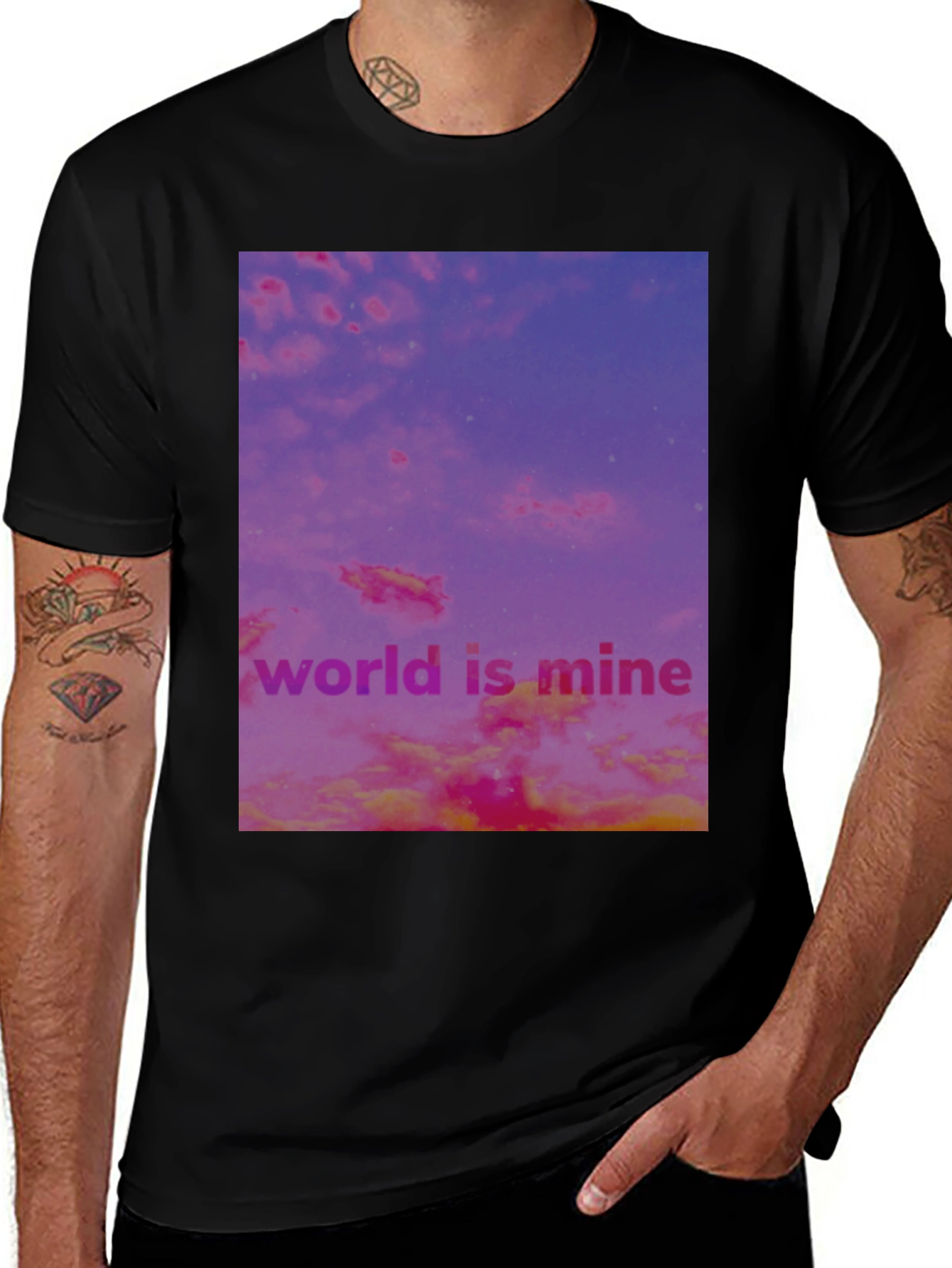 Variant 18 of World is Mine Graphic Tee - Black Cotton Blend