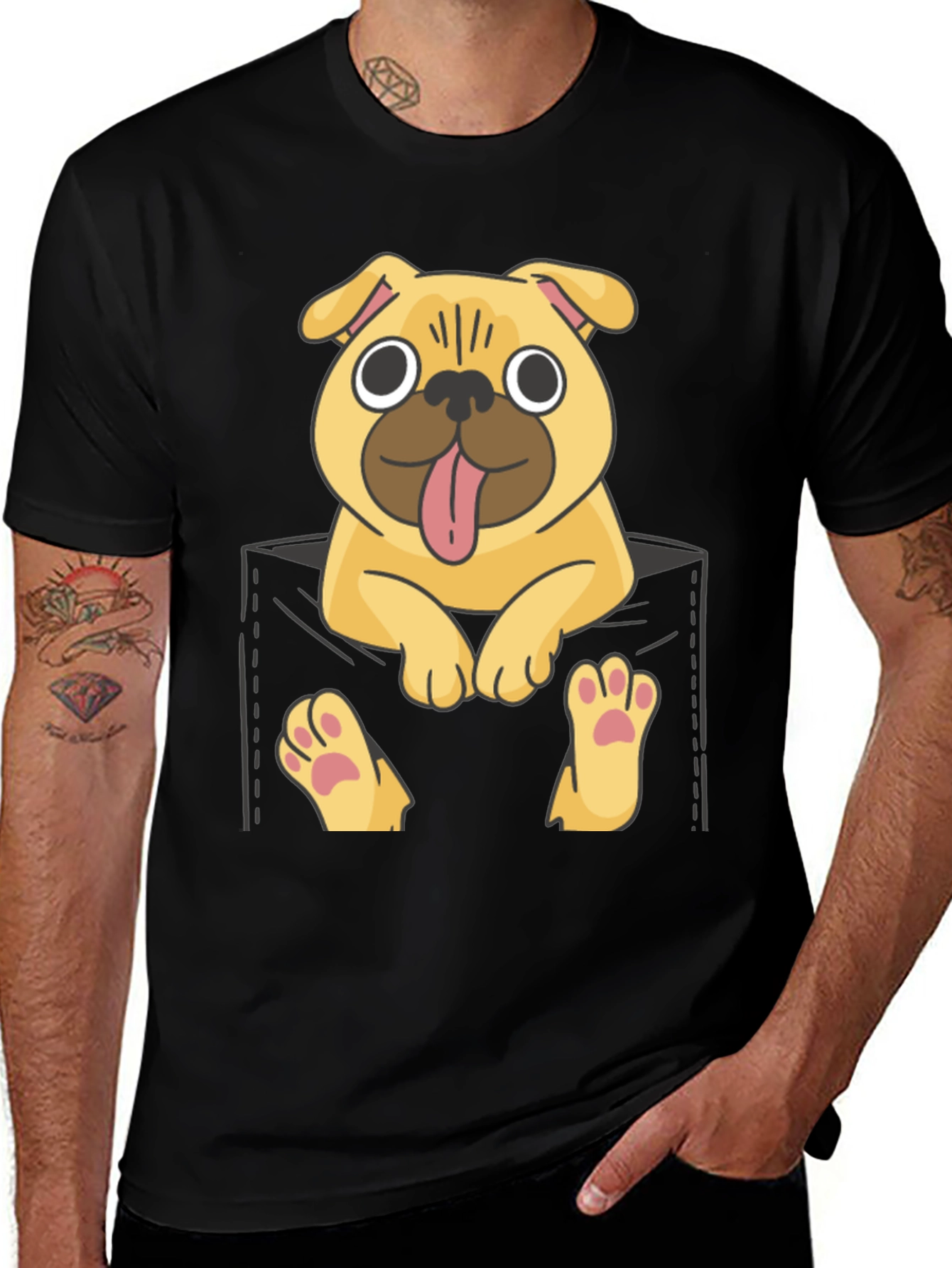 Variant 2 of Pug in Pocket Graphic Tee - Fun & Casual