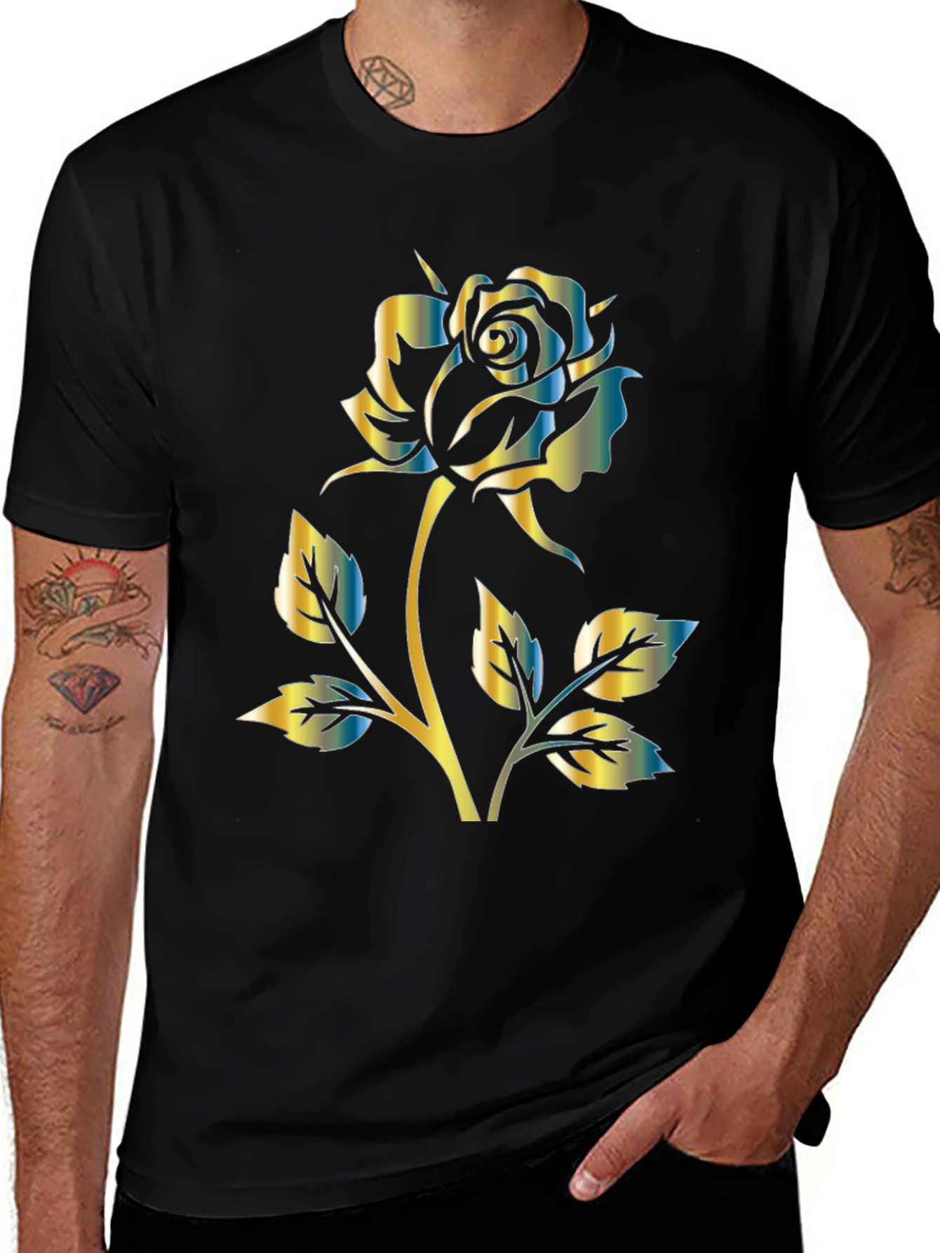 Variant 19 of Rose Graphic Black T-Shirt