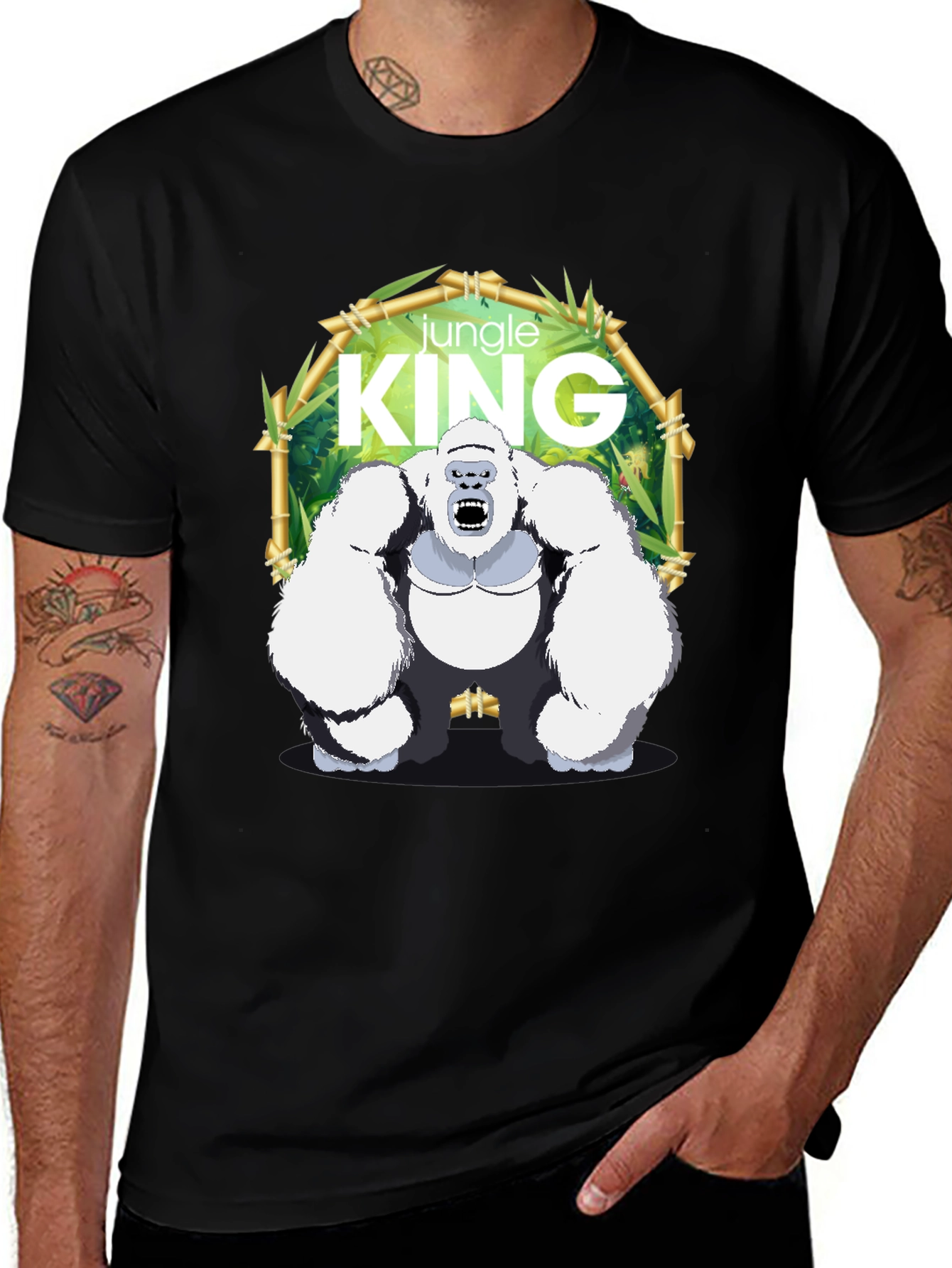 Black Jungle King Gorilla Graphic T-Shirt main image