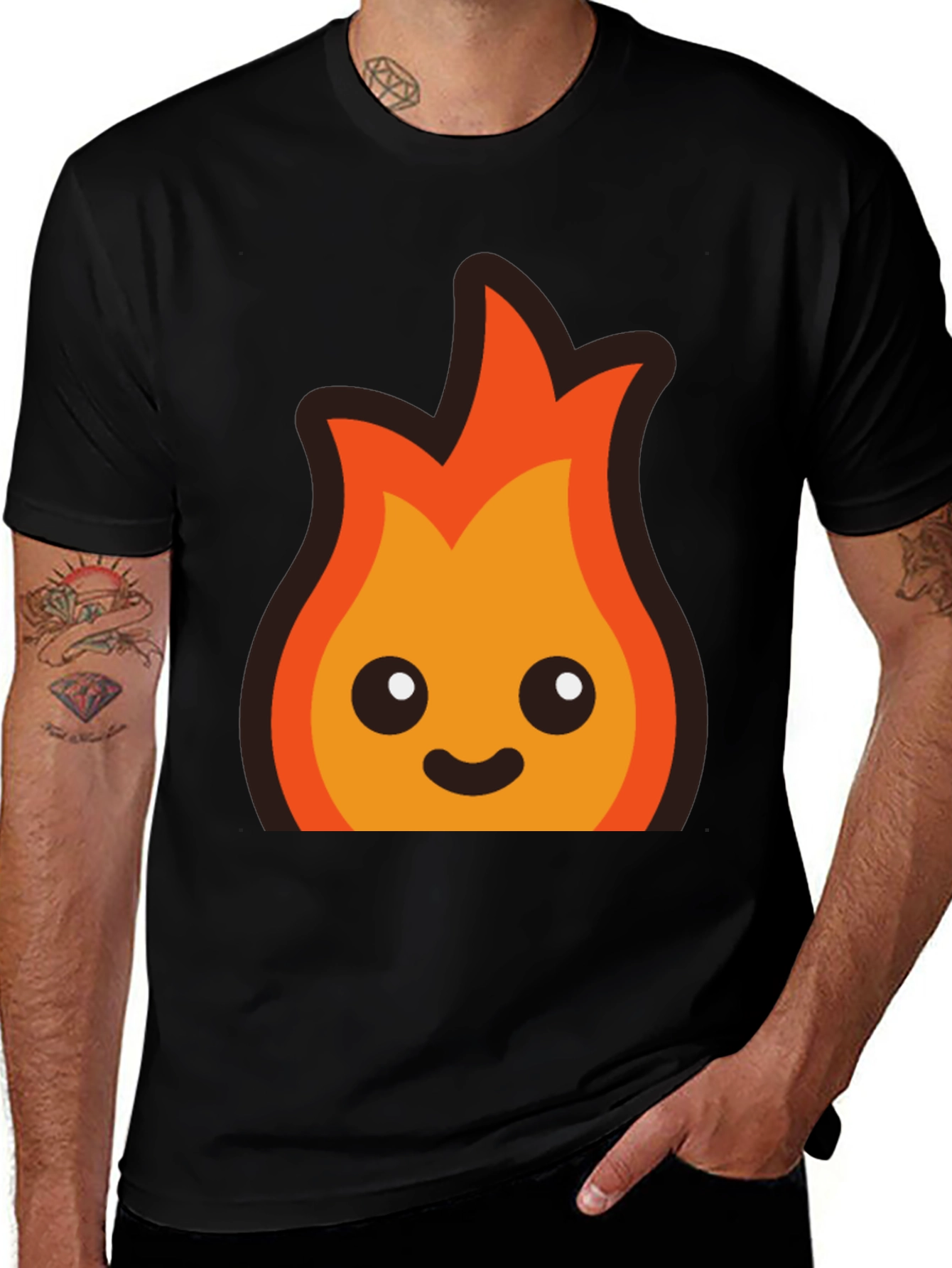 Variant 12 of Cute Flame Graphic Black T-Shirt