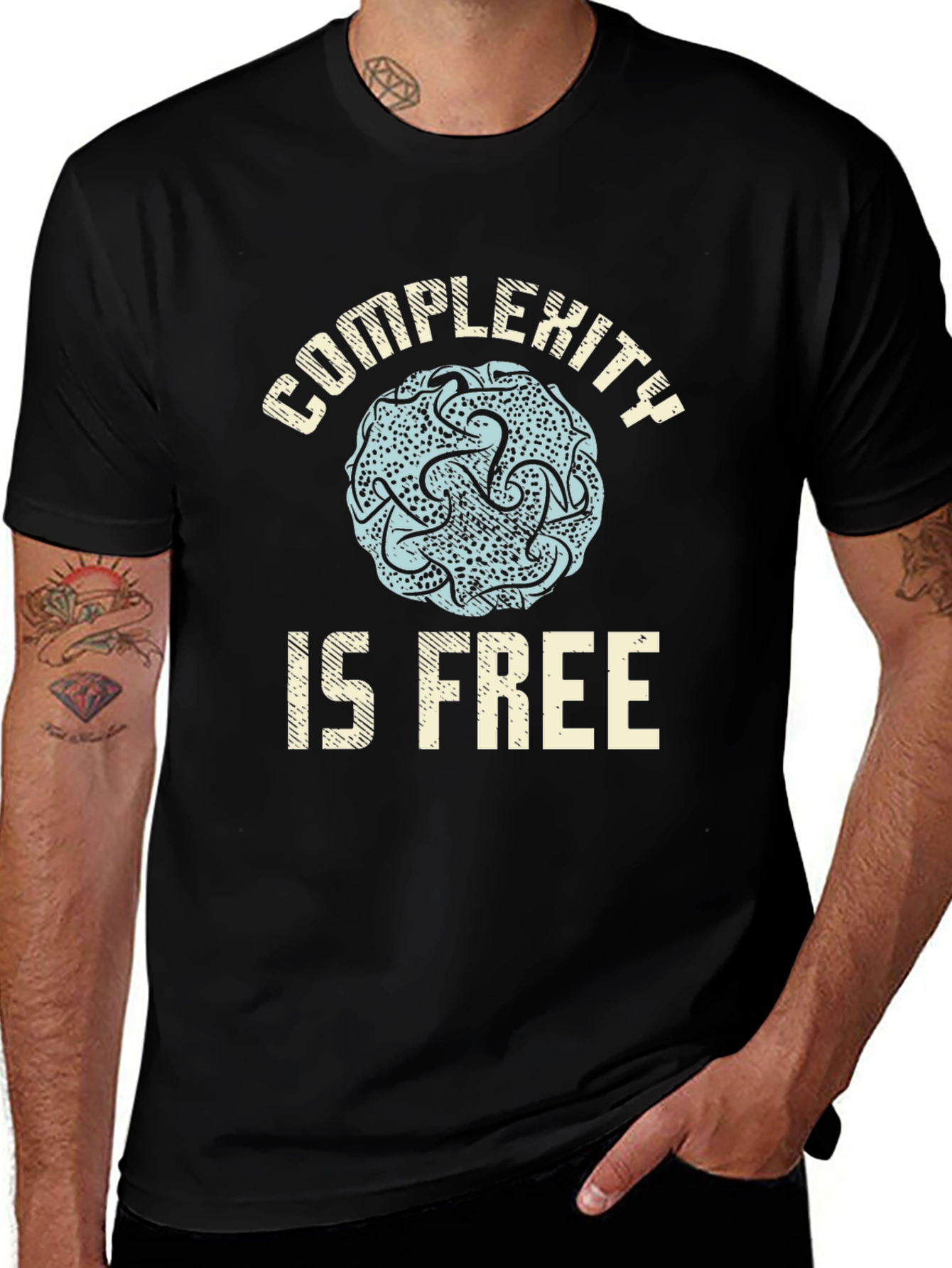 Variant 27 of Complexity is Free Graphic Tee - Black Casual T-Shirt