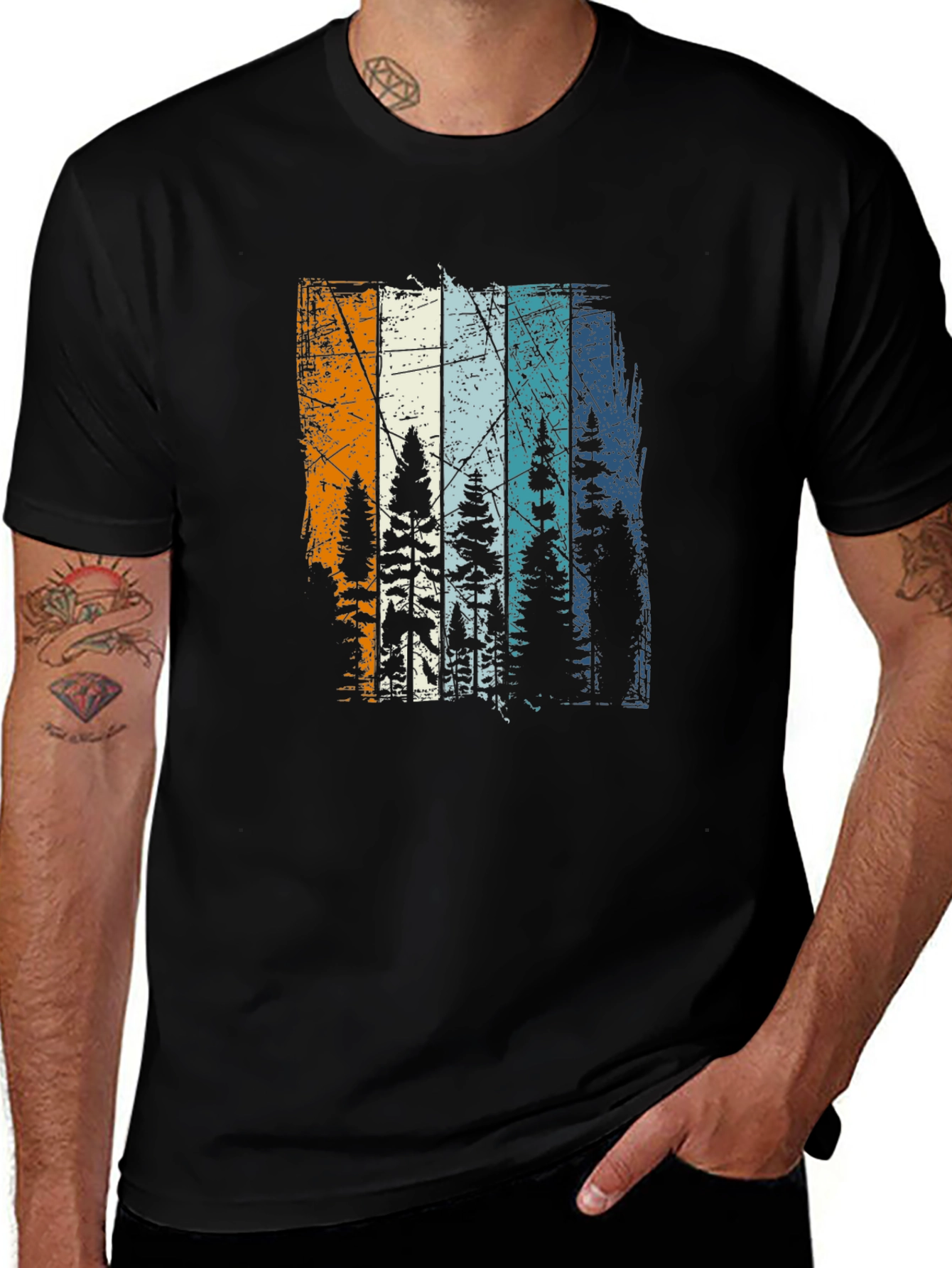 Variant 13 of Retro Trees Graphic Tee - Nature Inspired Comfort