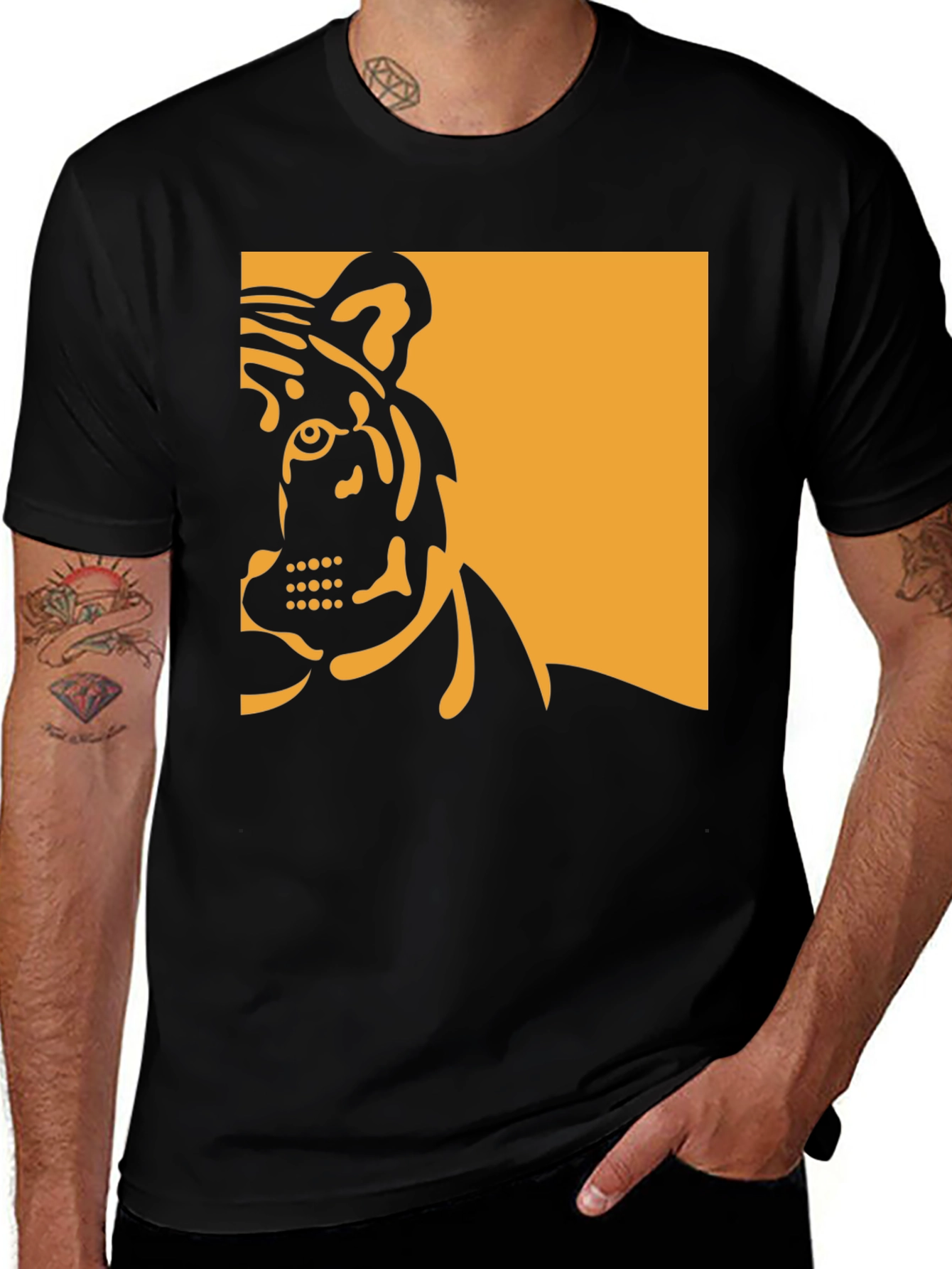 Variant 30 of Tiger Graphic Tee - Bold Black Cotton Shirt