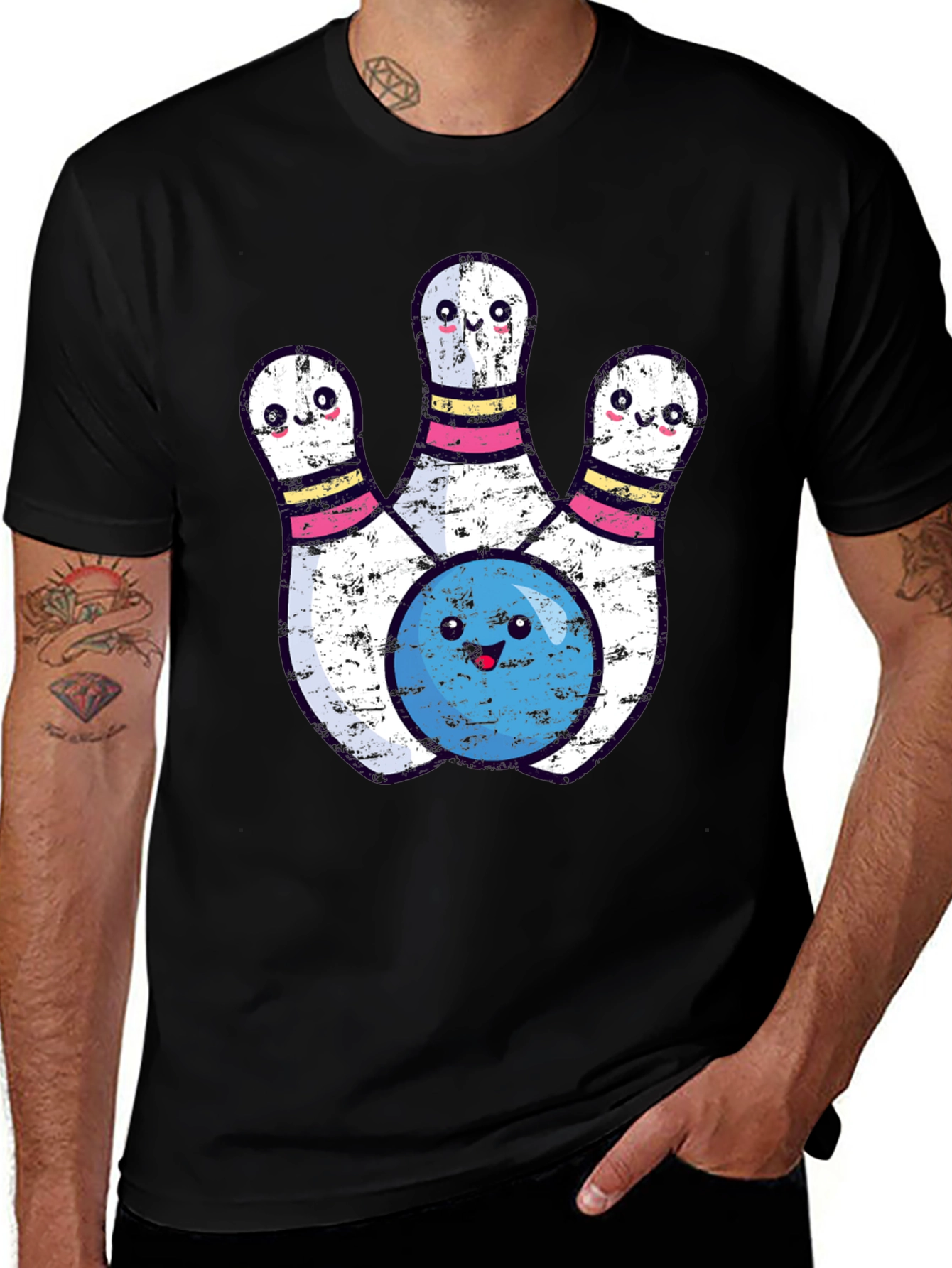 Variant 17 of Cute Bowling Pins & Ball Graphic T-Shirt