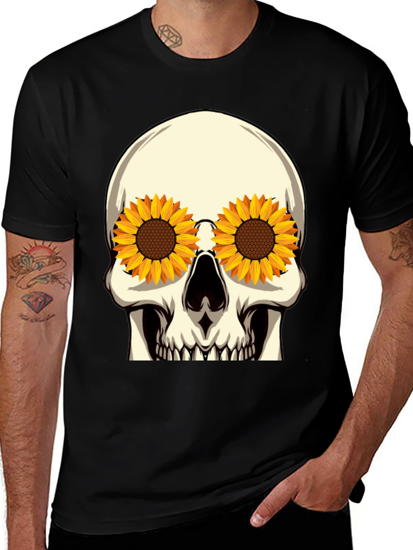 Variant 13 of Skull Sunflower Eye Graphic Tee