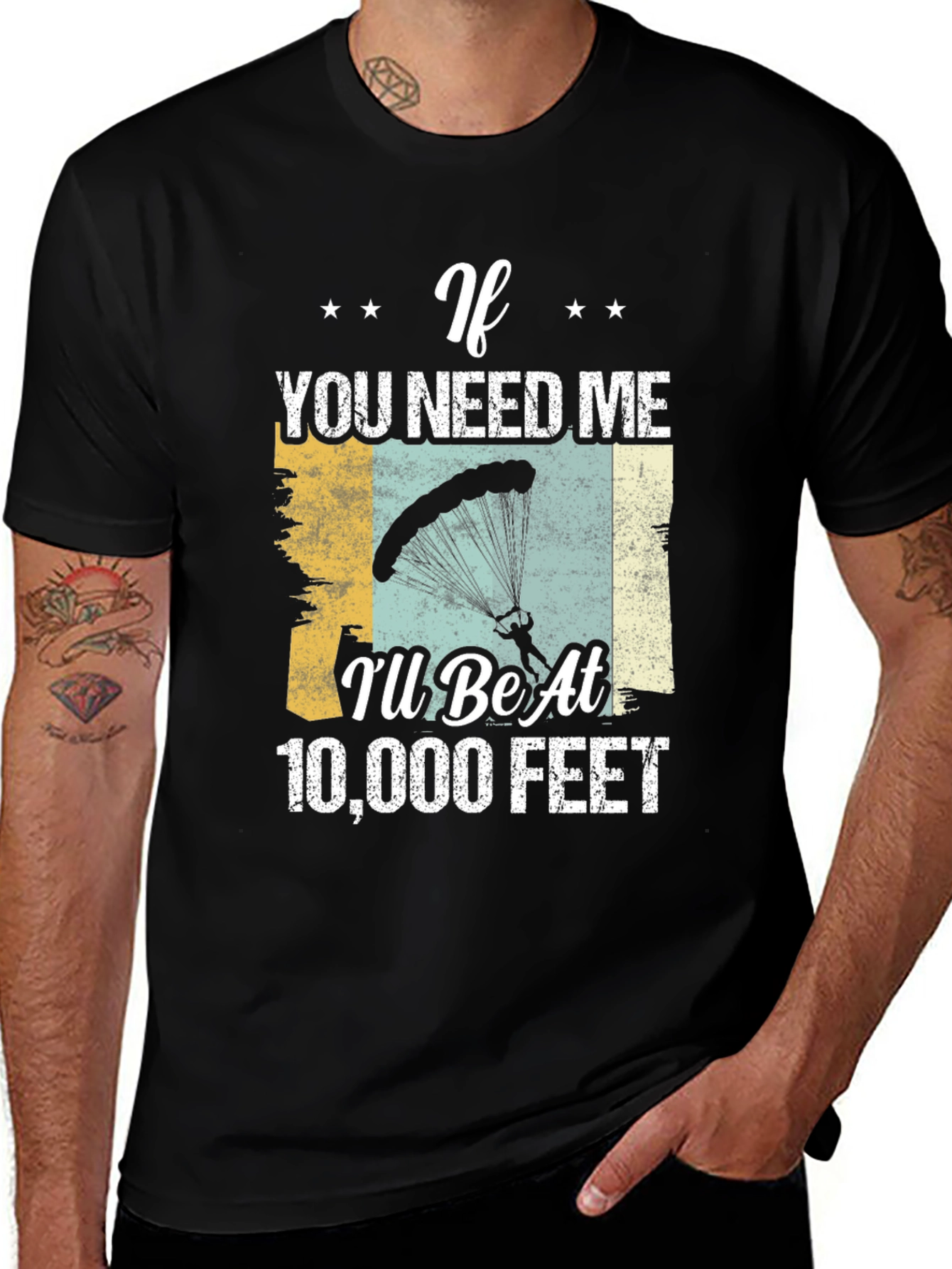 Black Skydiving T-Shirt - If You Need Me 10,000 Feet main image