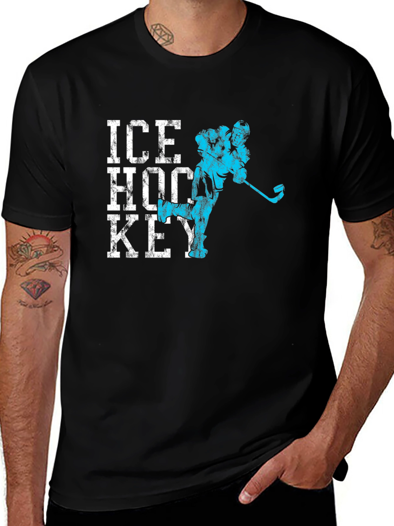 Black Ice Hockey Graphic T-Shirt main image