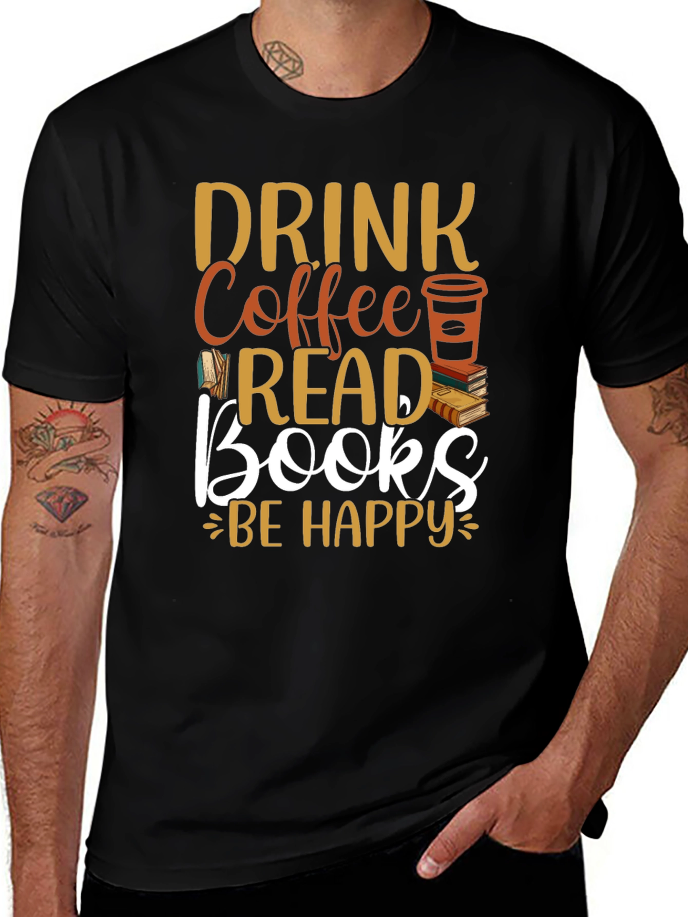 Variant 21 of Drink Coffee Read Books Black Graphic T-Shirt