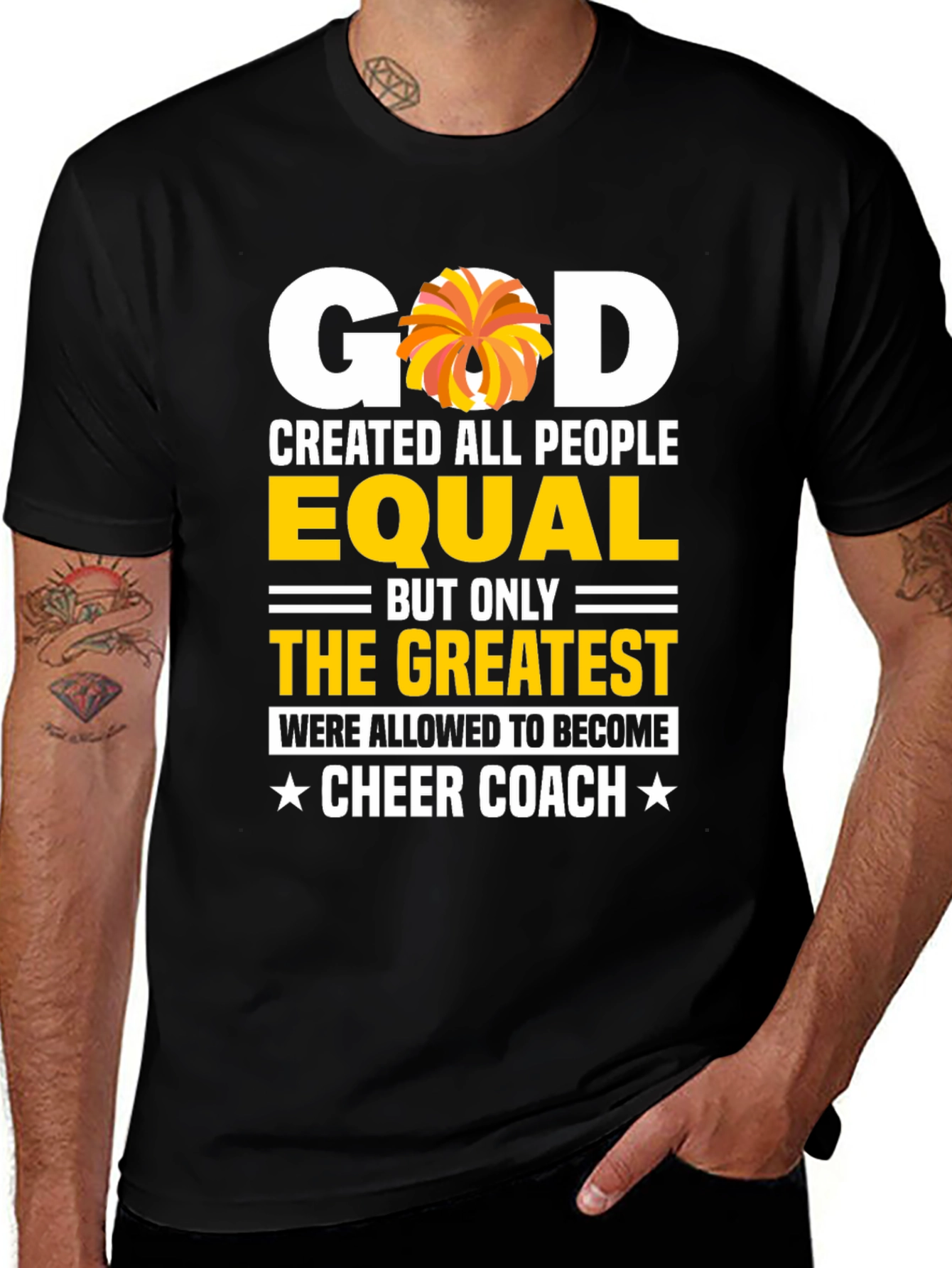 Variant 10 of Cheer Coach T-Shirt - God Created All People Equal