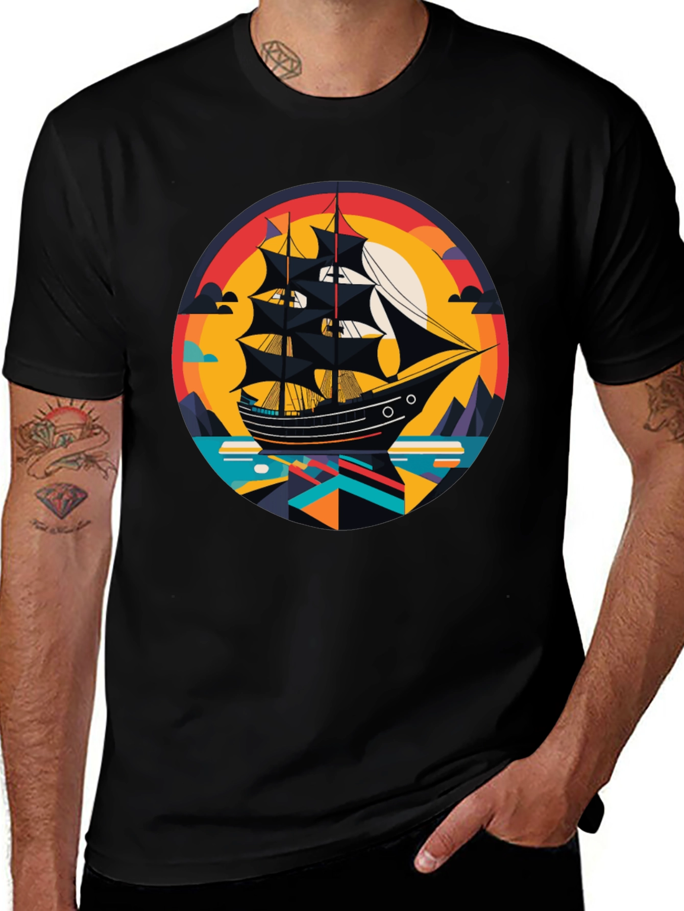 Variant 9 of Nautical Adventure Graphic Tee - Black