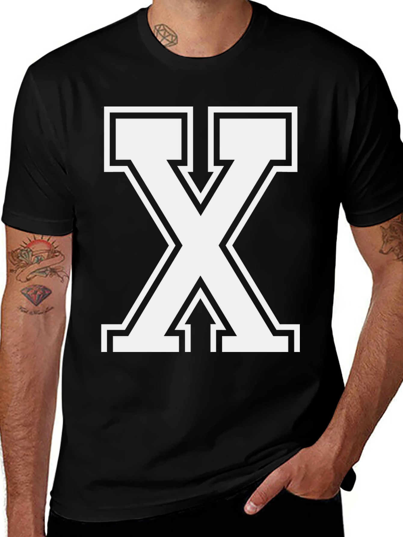 Variant 6 of Varsity Letter X Black T-Shirt