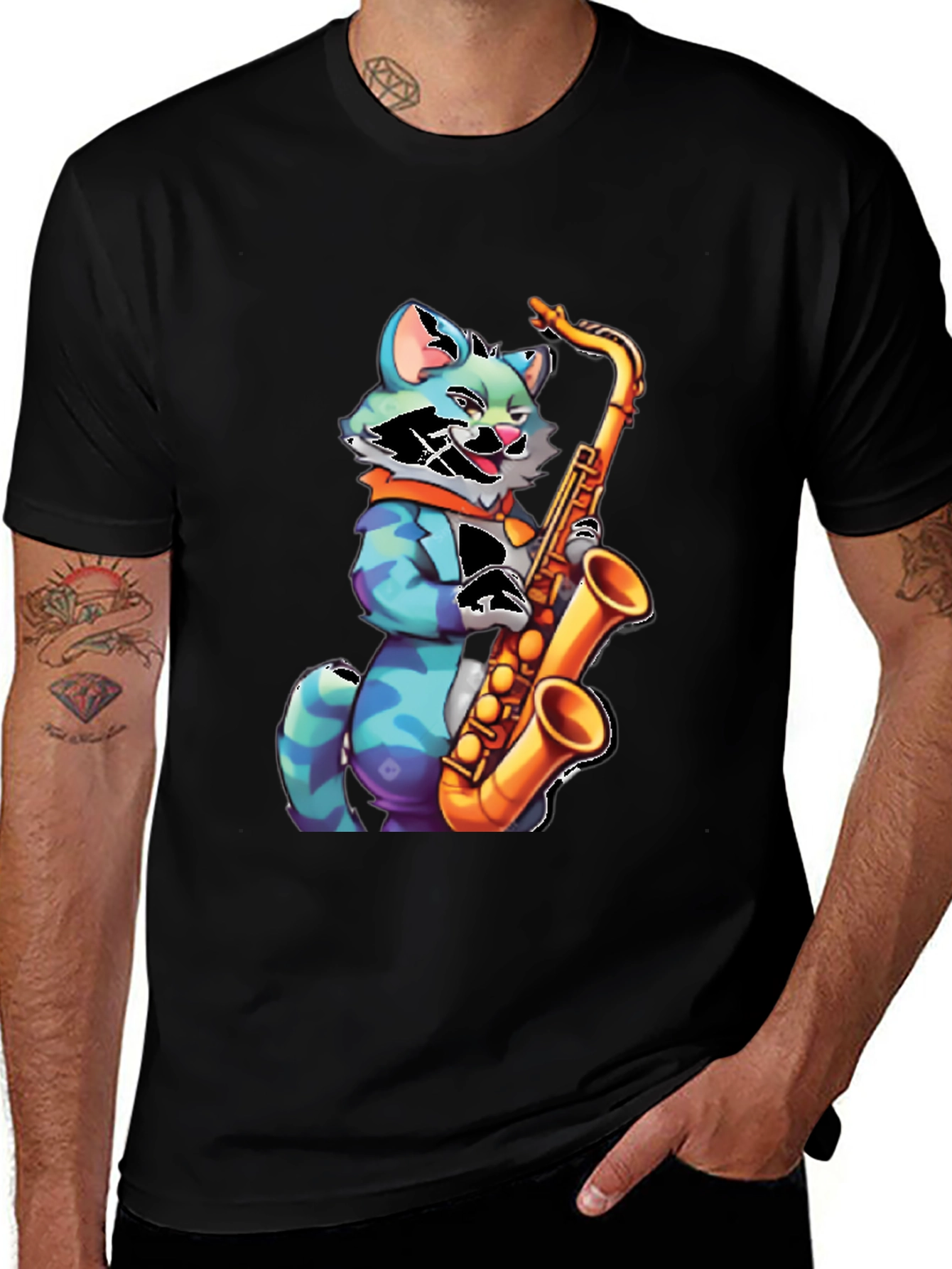 Variant 14 of Saxophone Cat Graphic Tee