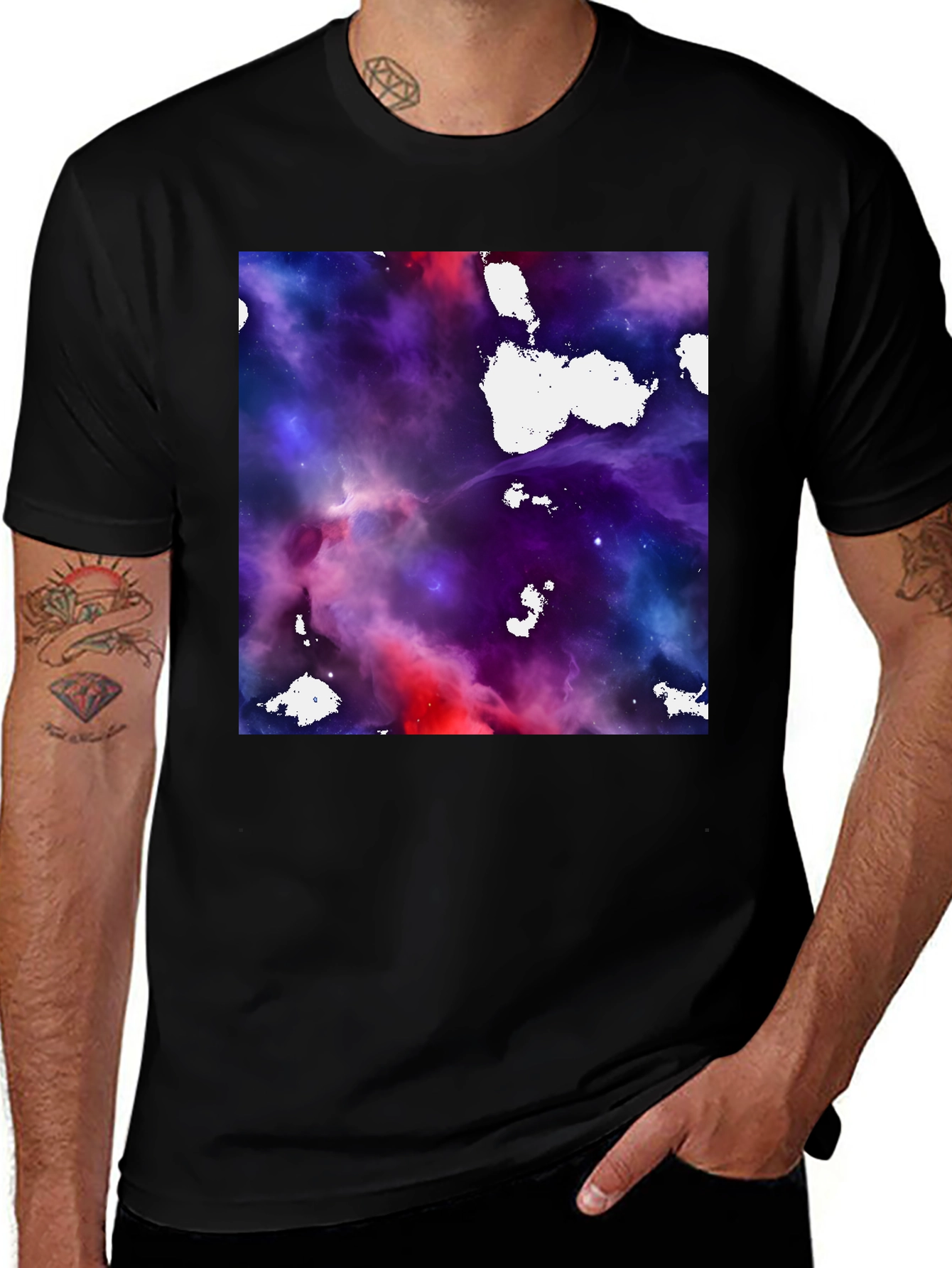 Variant 28 of Nebula Galaxy Print Black T-Shirt