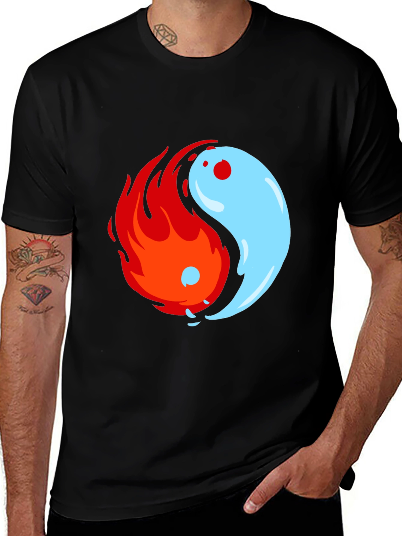 Yin Yang Fire and Water Graphic T-Shirt - Balance Design