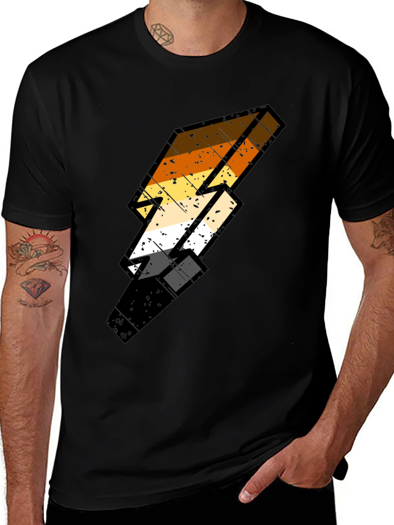 Variant 17 of Bear Pride Lightning Bolt Black Tee