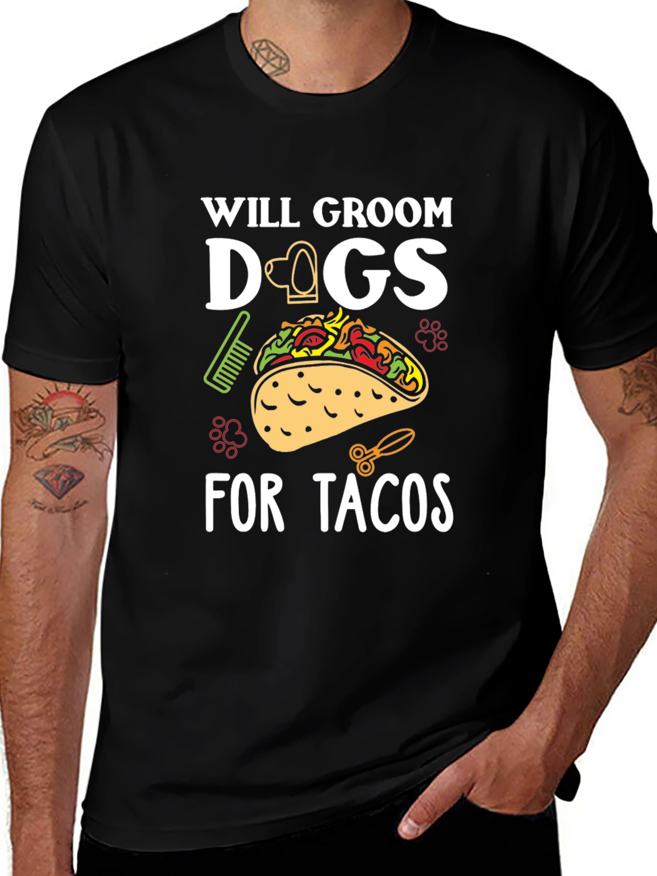 Variant 7 of Will Groom Dogs For Tacos Funny Graphic T-Shirt