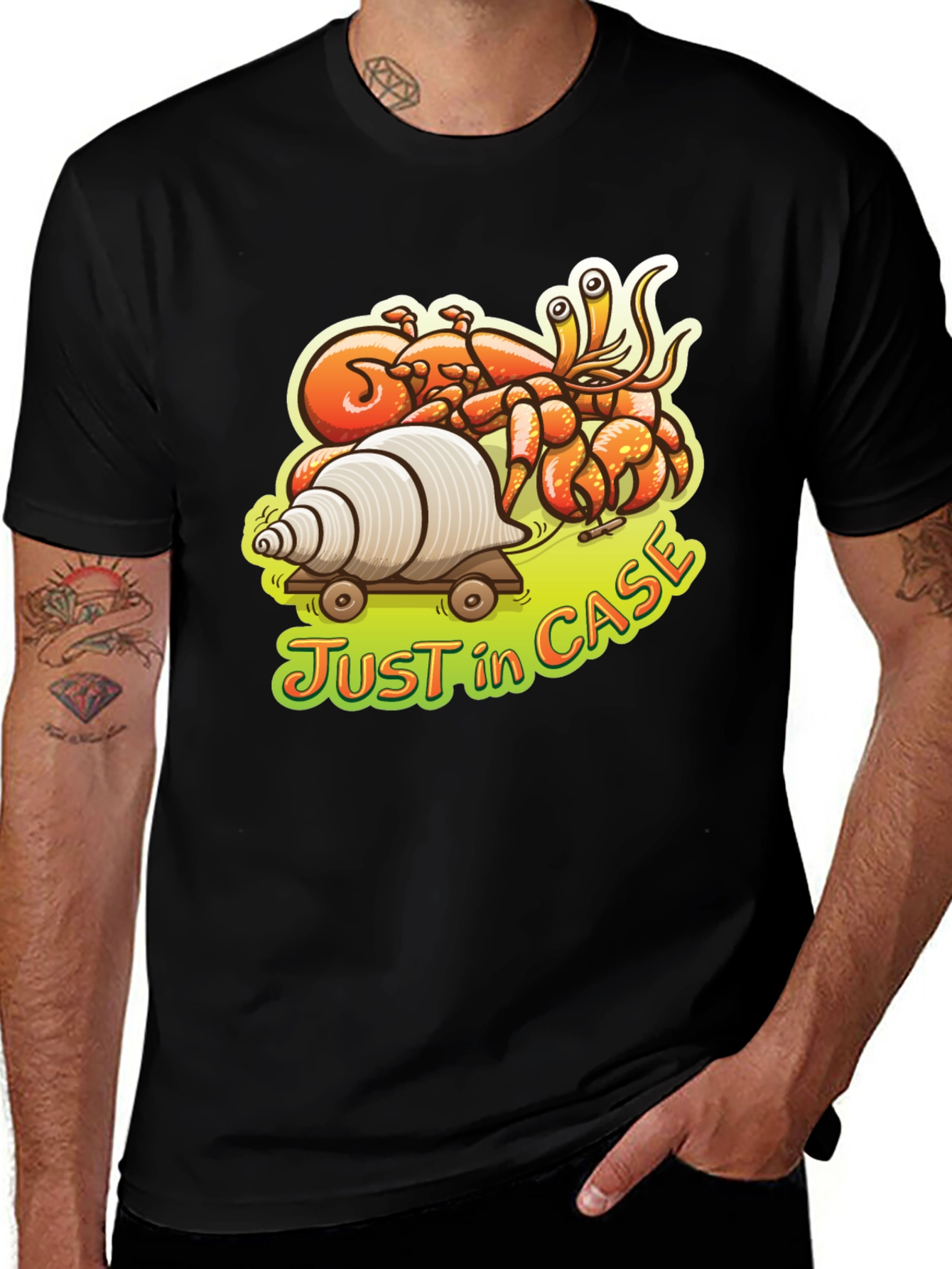 Variant 22 of Humorous Hermit Crab T-Shirt - Just in Case Design