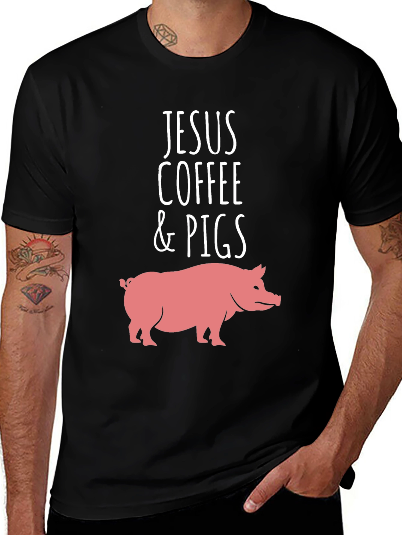 Variant 4 of Jesus Coffee & Pigs Graphic Tee
