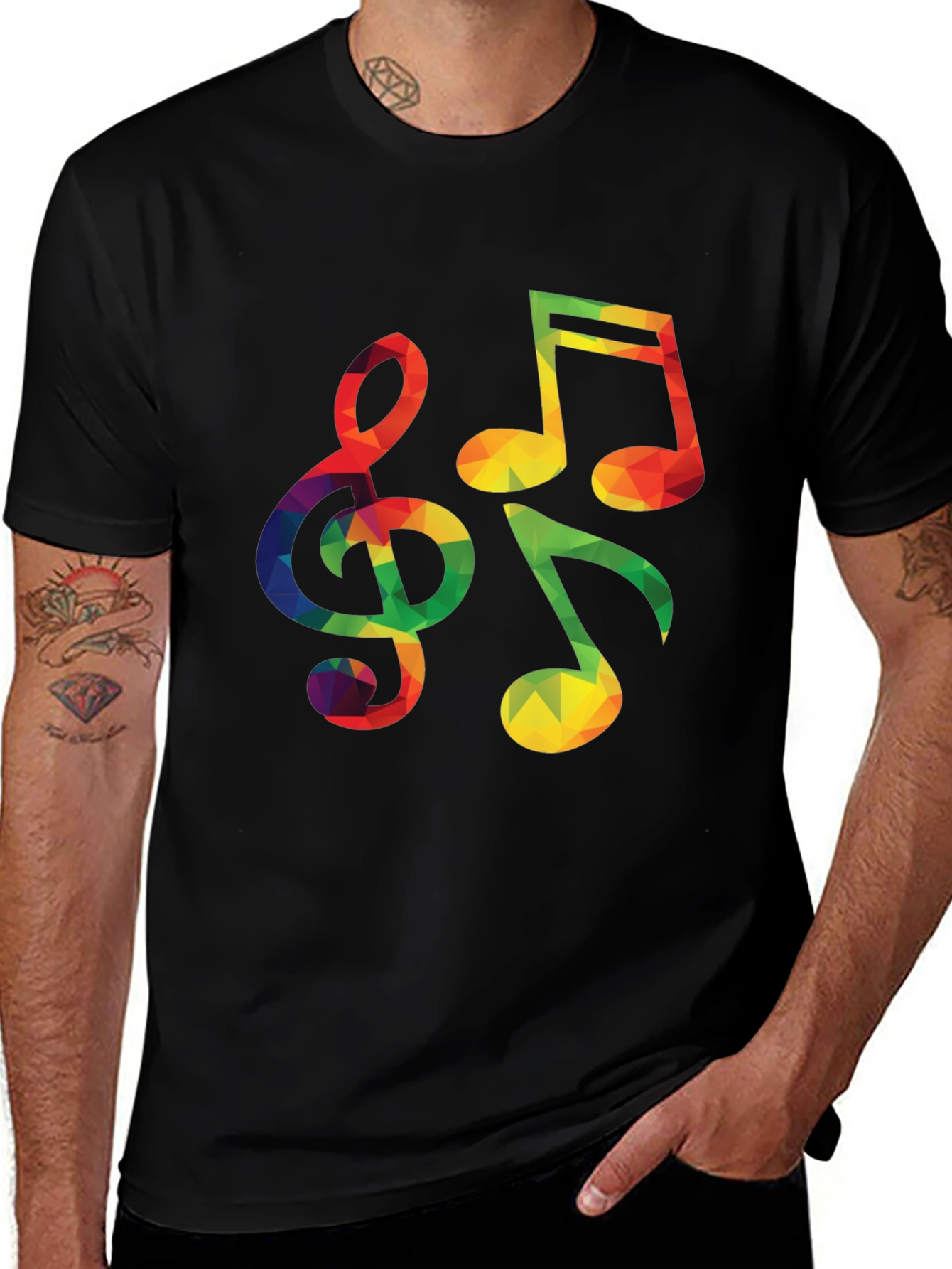 Variant 25 of Colorful Geometric Music Notes Graphic T-Shirt