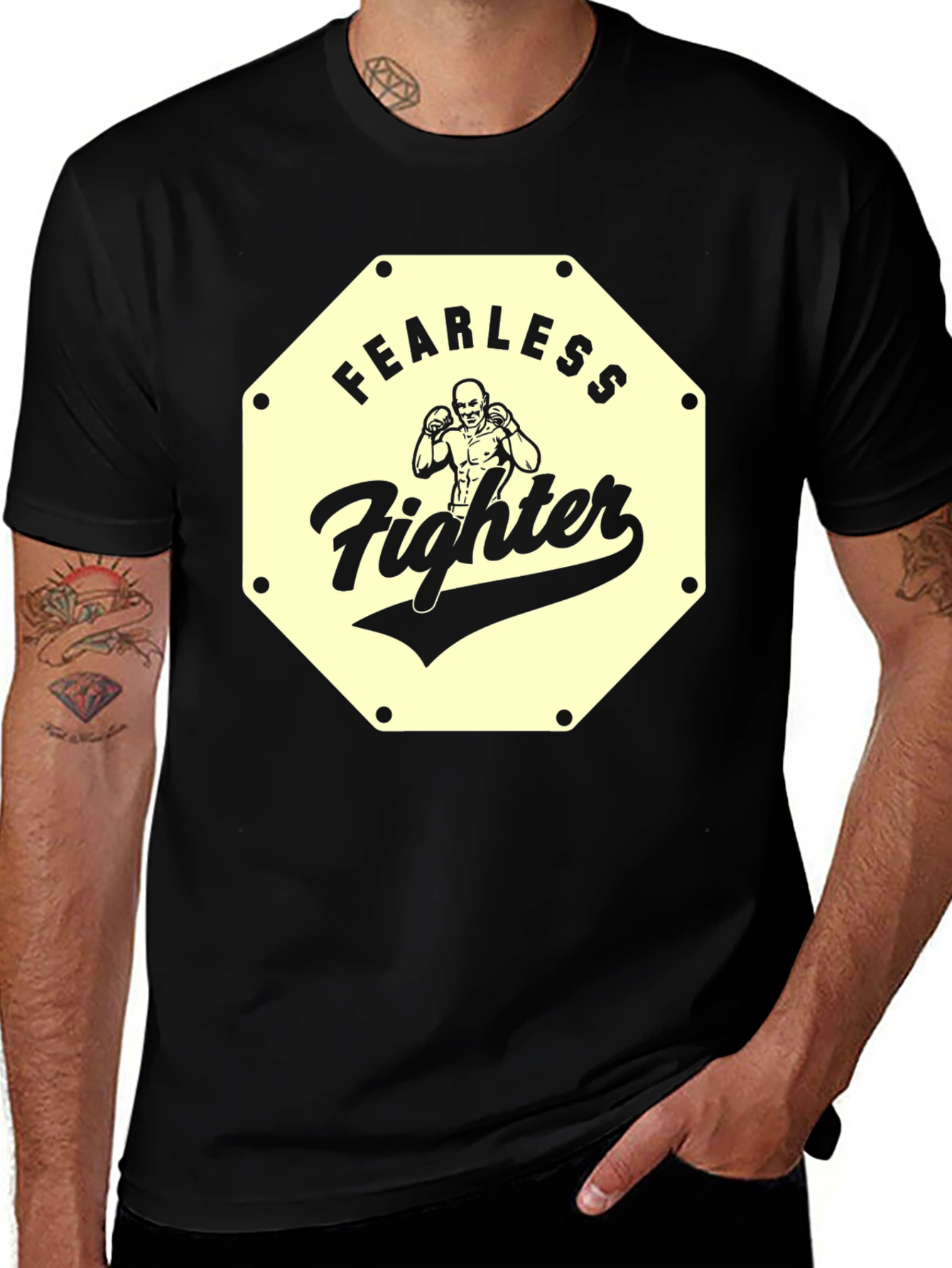Variant 24 of Fearless Fighter Graphic Tee - Black