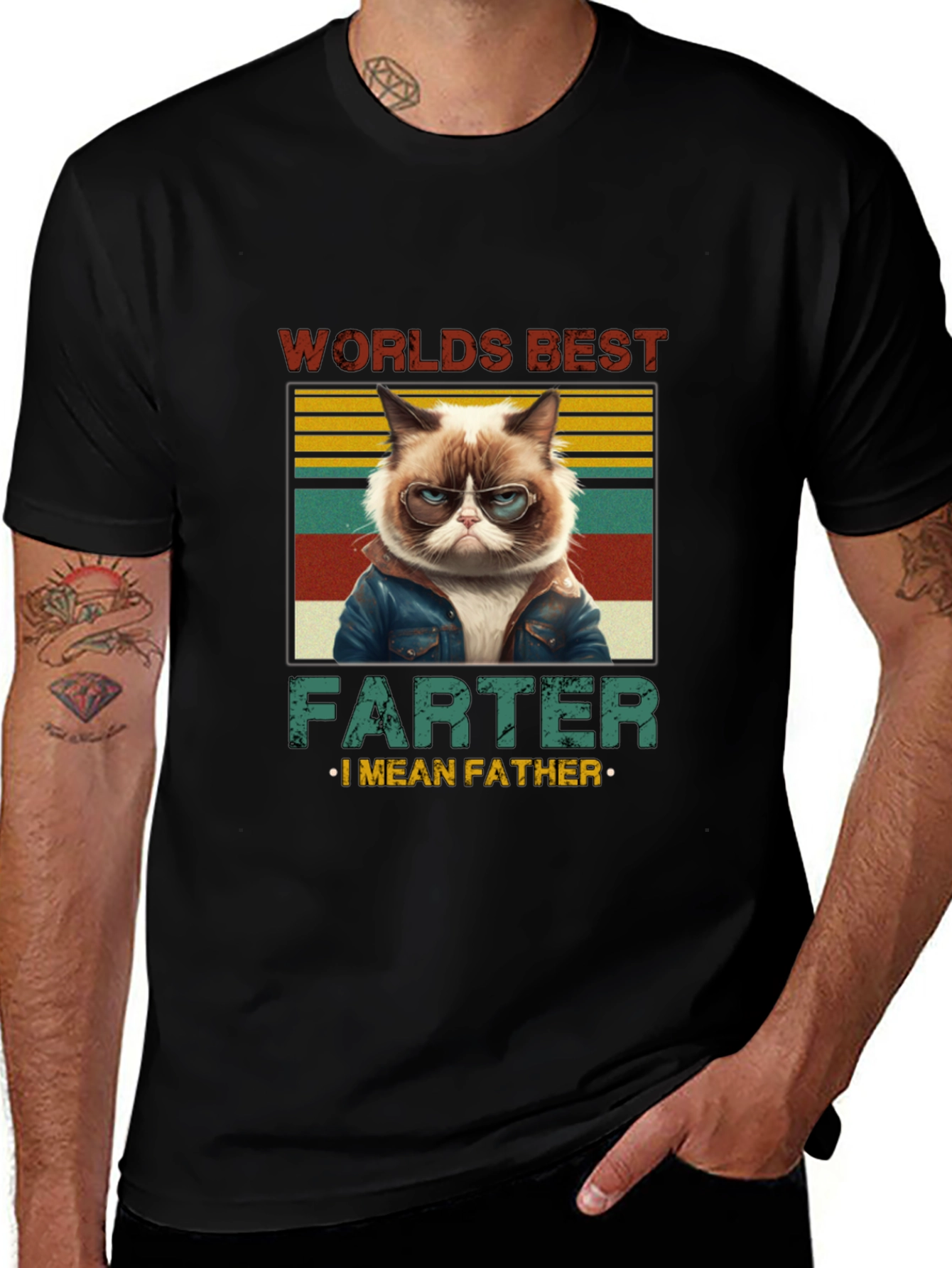 Variant 20 of Worlds Best Farter I Mean Father Cat T-Shirt