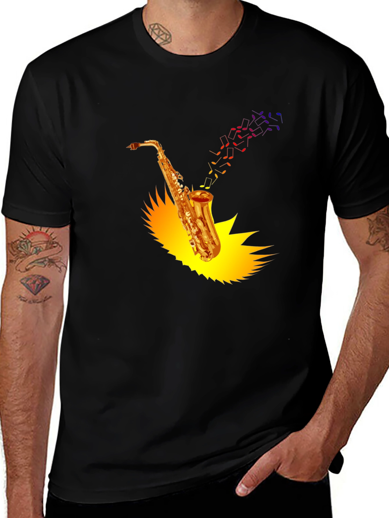 Variant 10 of Saxophone Music Notes Graphic T-Shirt