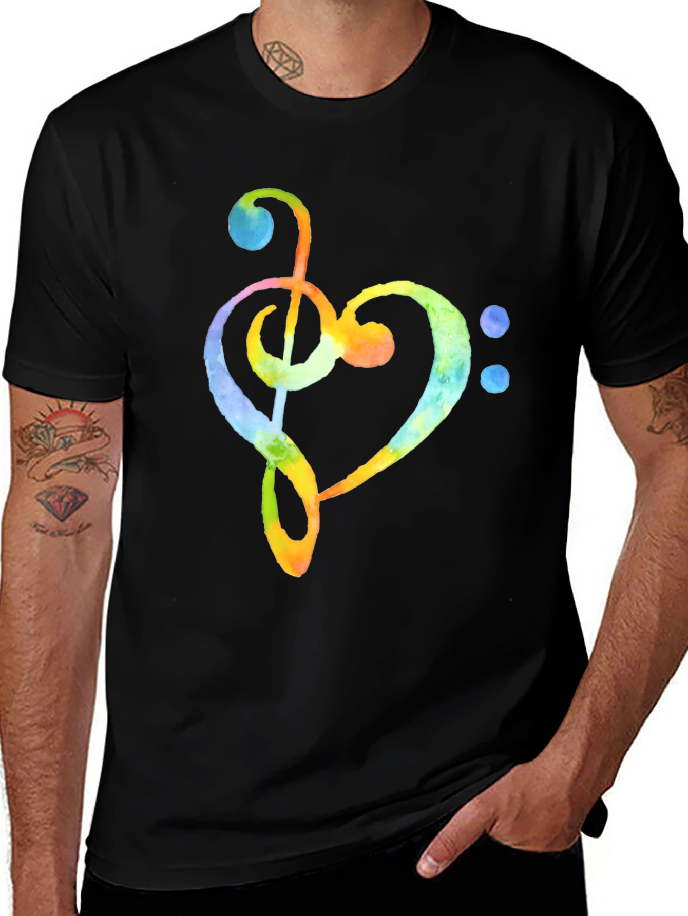 Variant 10 of Musical Heart T-Shirt - Watercolor Design