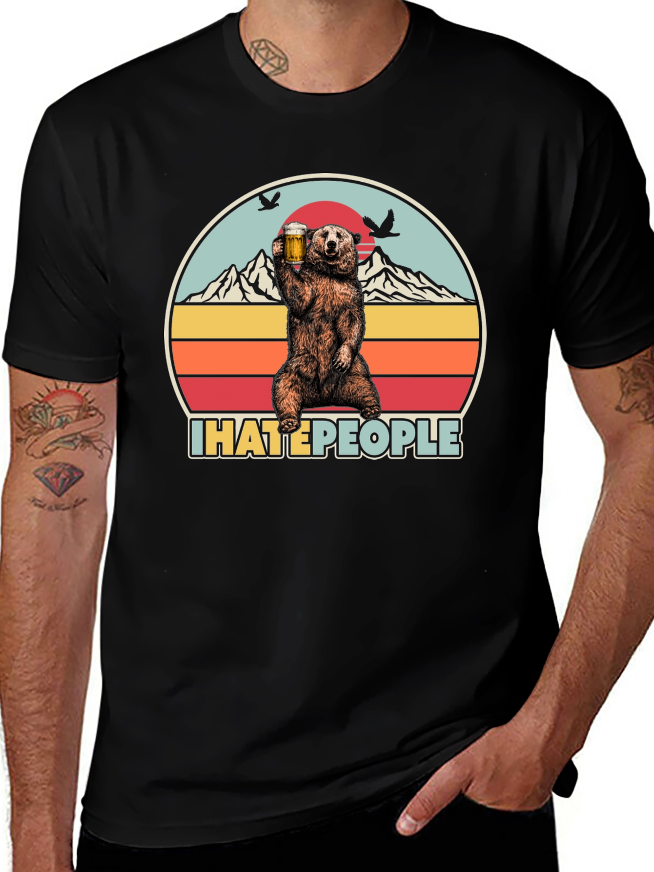 I Hate People Bear Drinking Beer T-Shirt