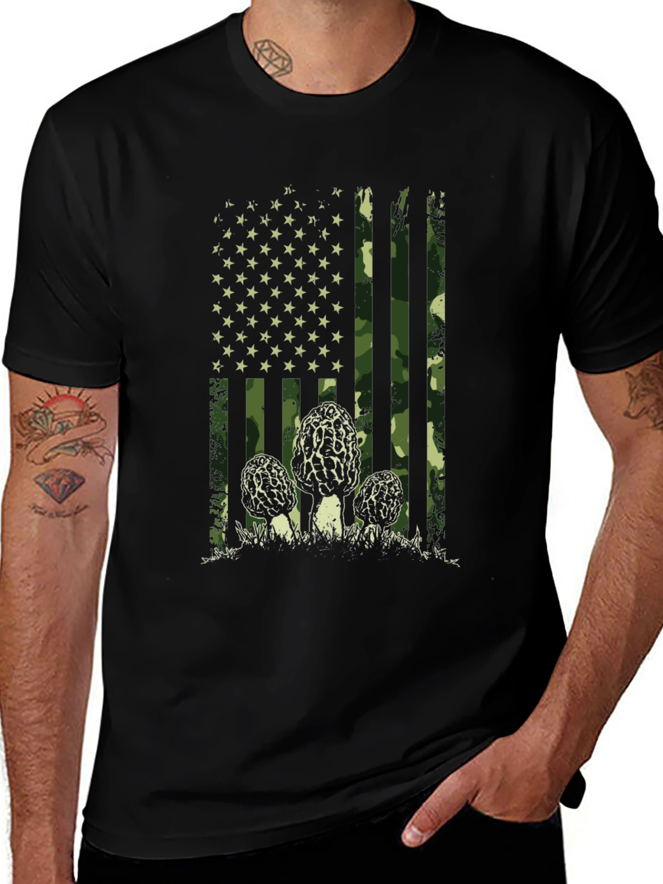 Mushroom American Flag Camo T-Shirt