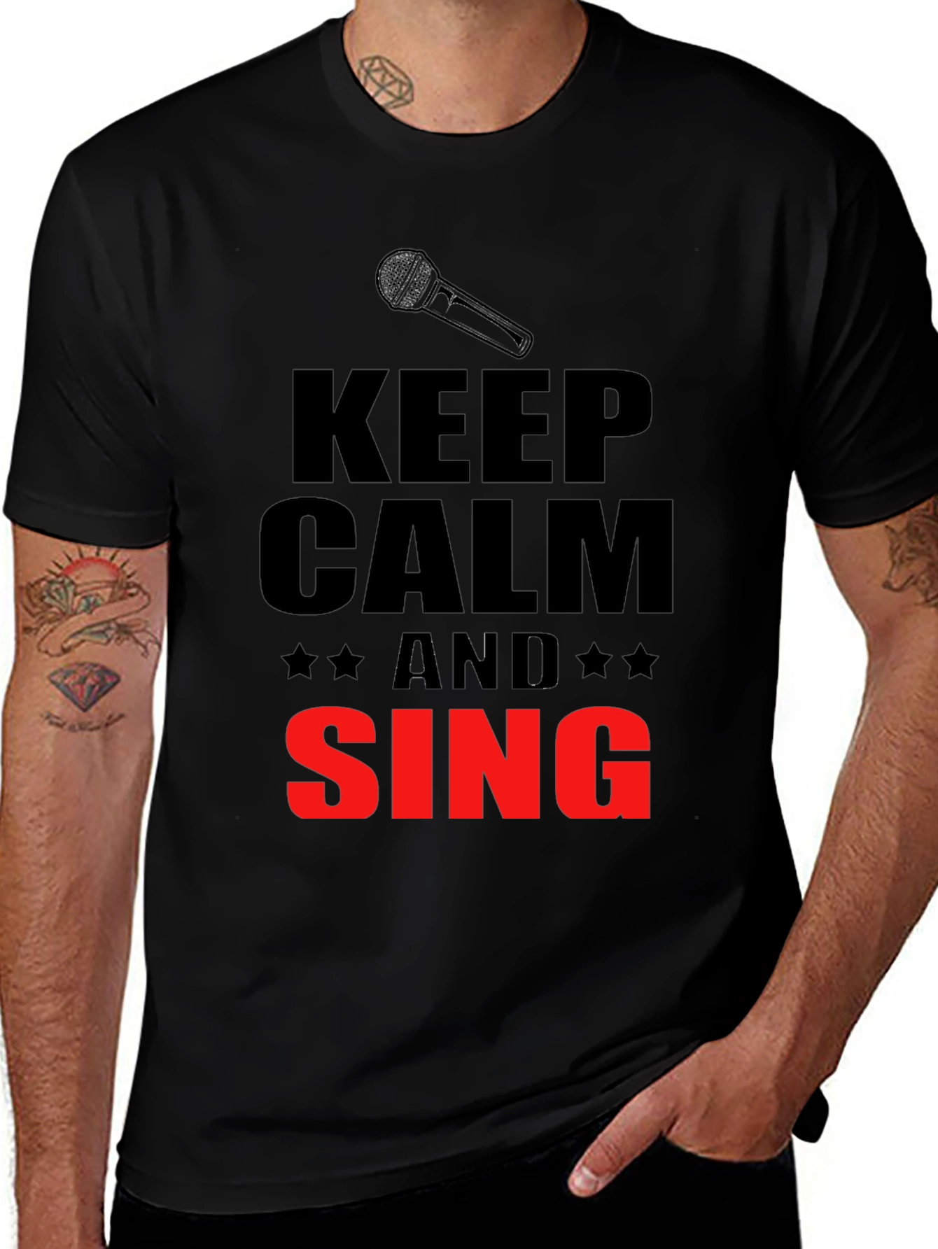 Variant 7 of Keep Calm and Sing Graphic Black T-Shirt