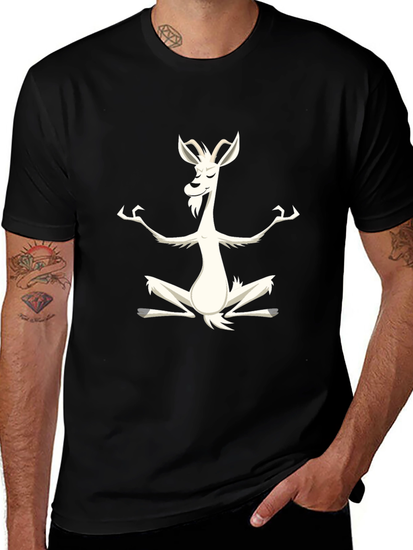 Variant 11 of Meditating Goat Graphic T-Shirt - Black, Relaxed Fit