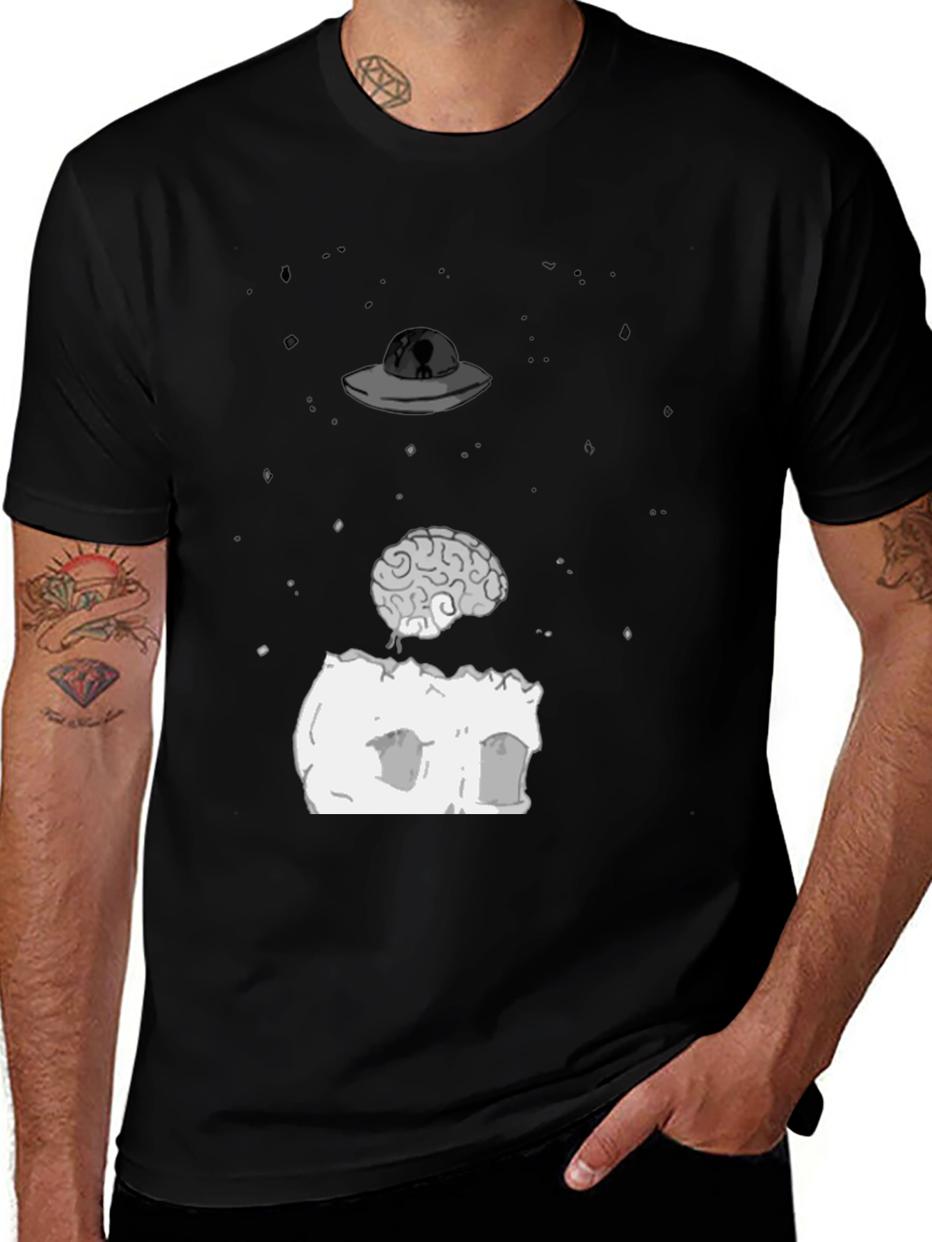 Variant 24 of UFO Brain T-Shirt - Funny Alien Abduction Tee