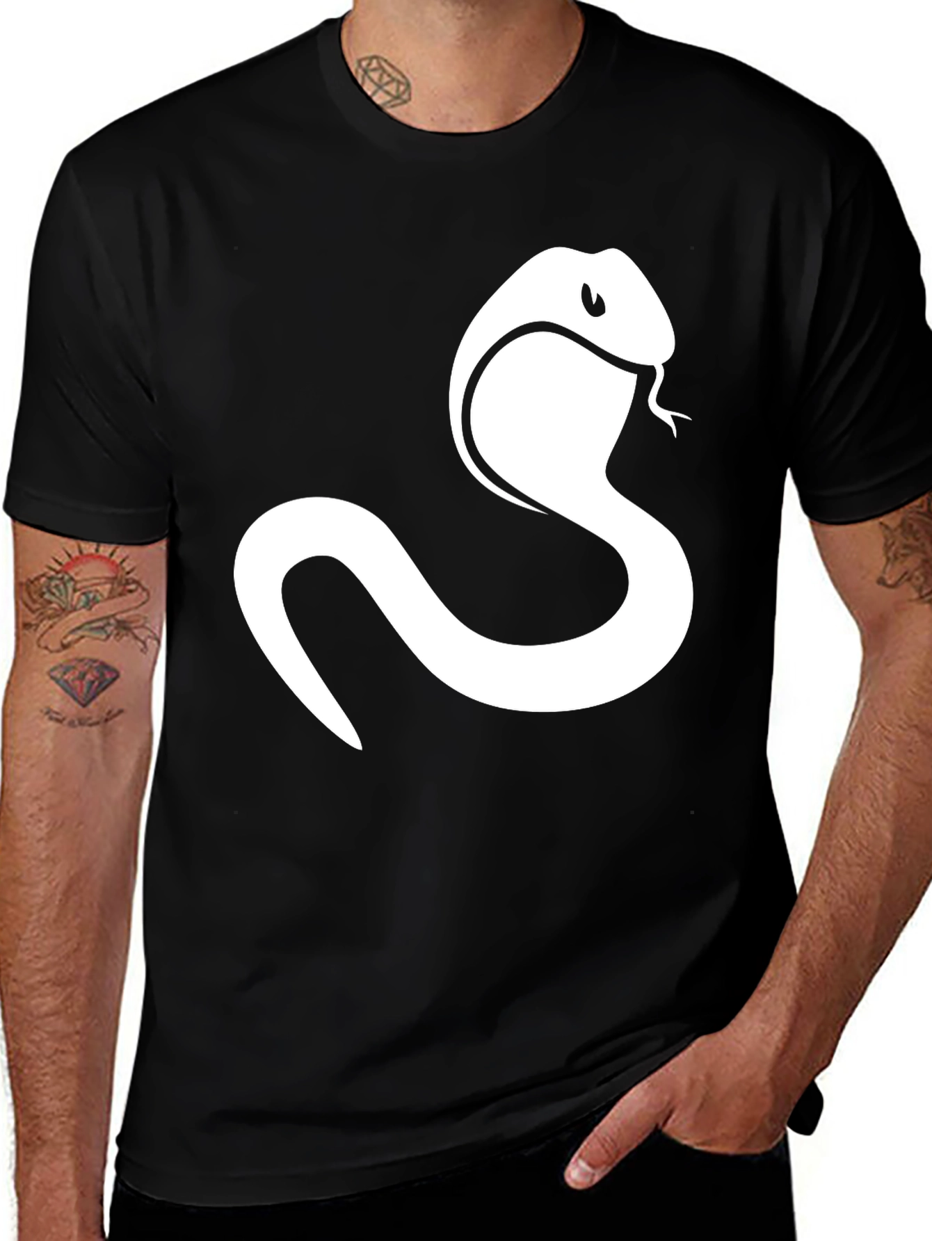 Variant 30 of Cobra T-Shirt - Men's Black Tee with Snake Design